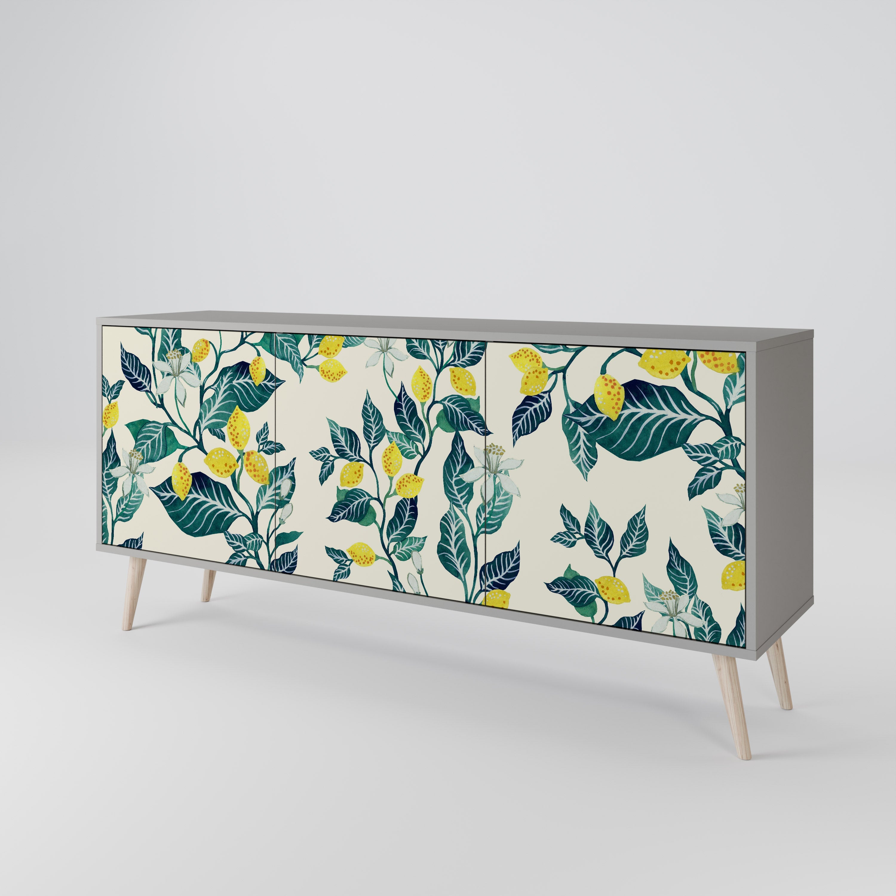 LEMON TREE 3-Door Sideboard in Grey Finish