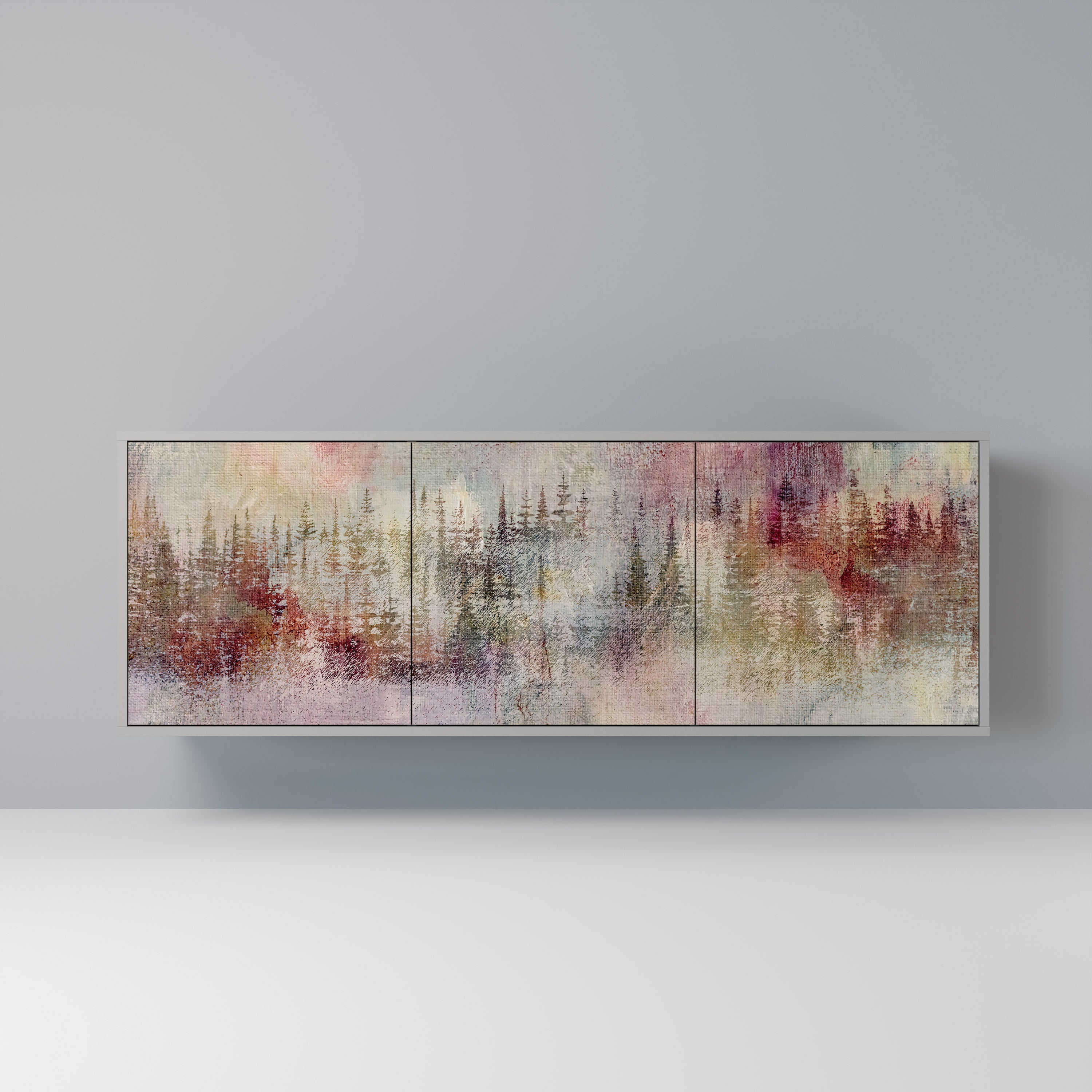 VEILED SUMMIT 3-Door Sideboard in Grey Finish