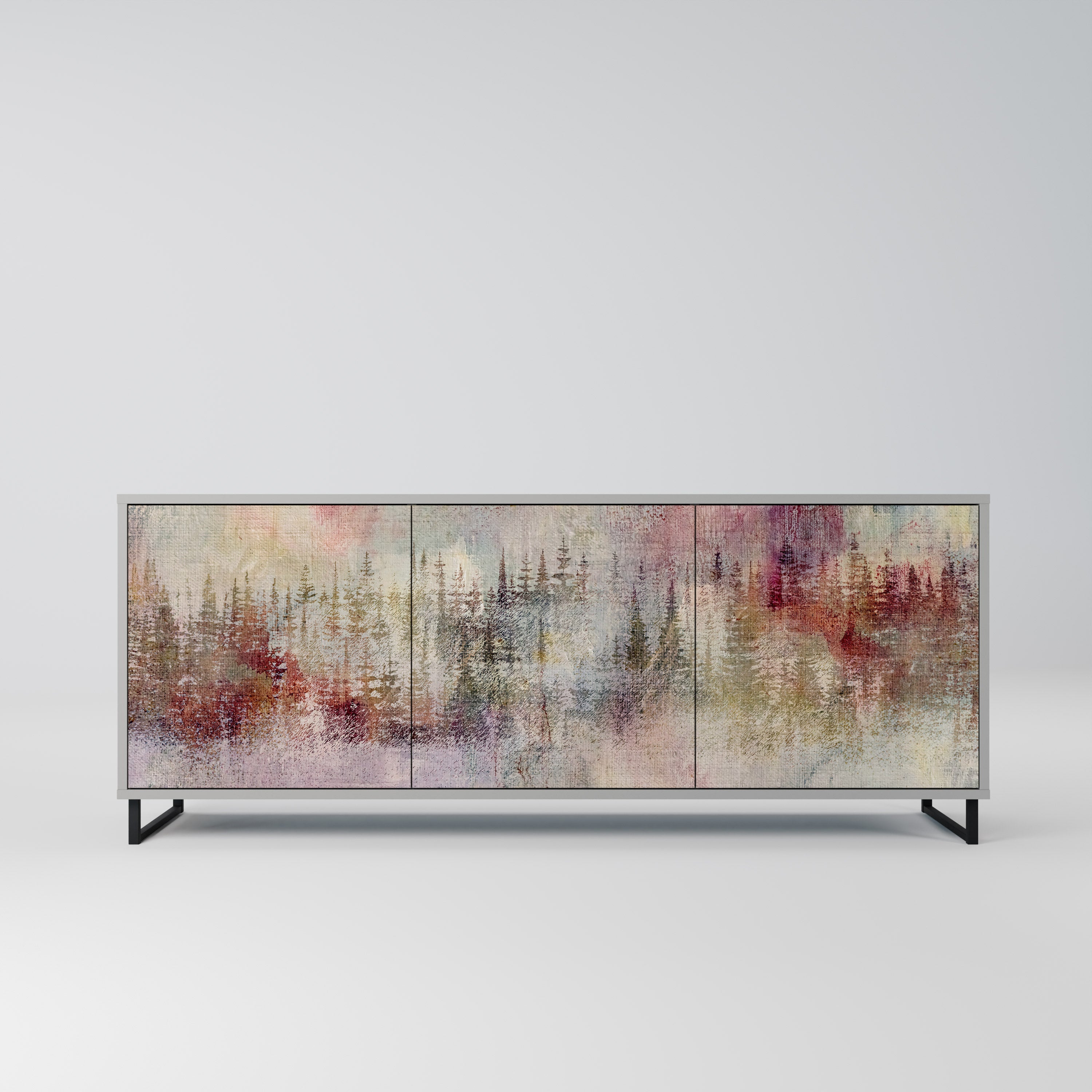 VEILED SUMMIT 3-Door Sideboard in Grey Finish