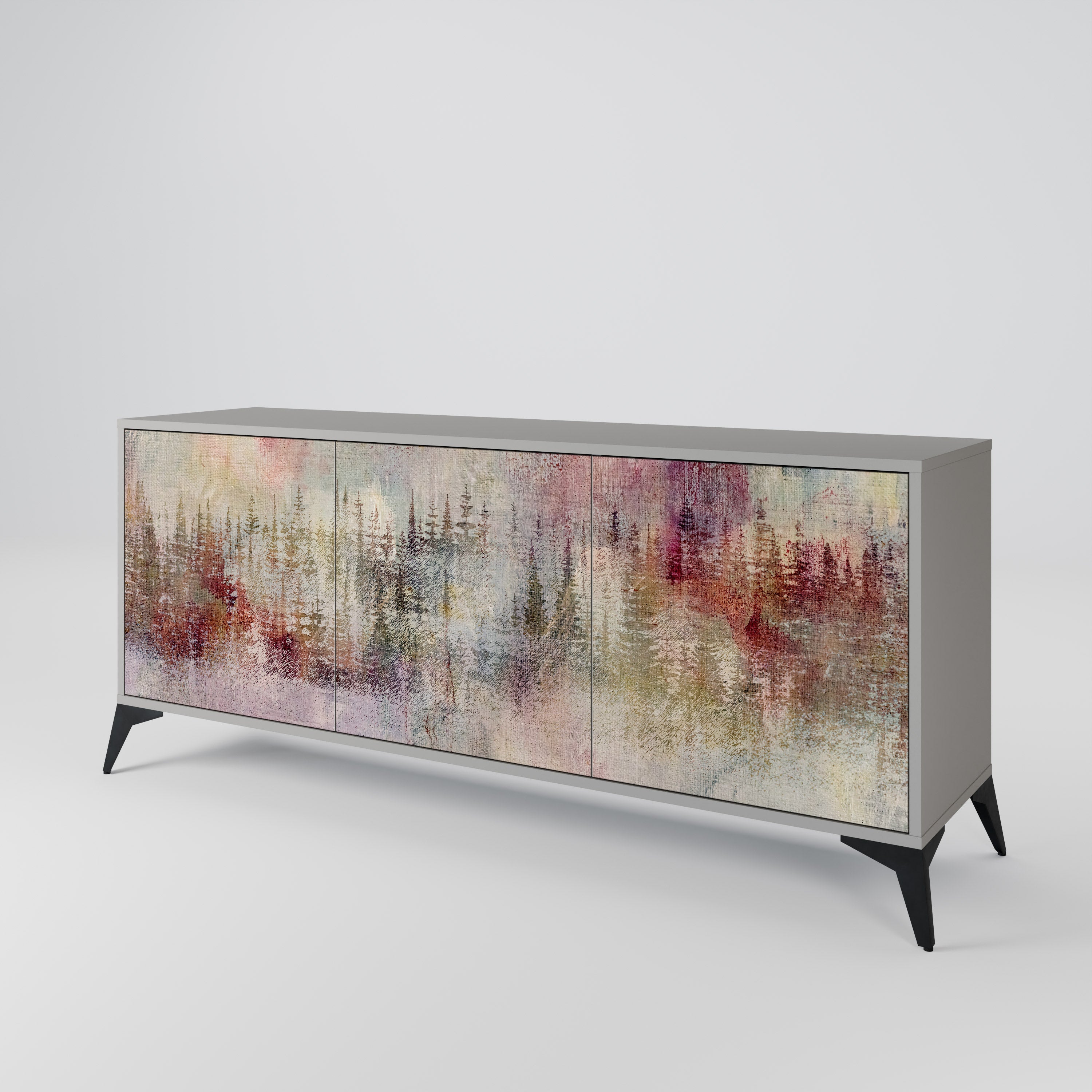 VEILED SUMMIT 3-Door Sideboard in Grey Finish