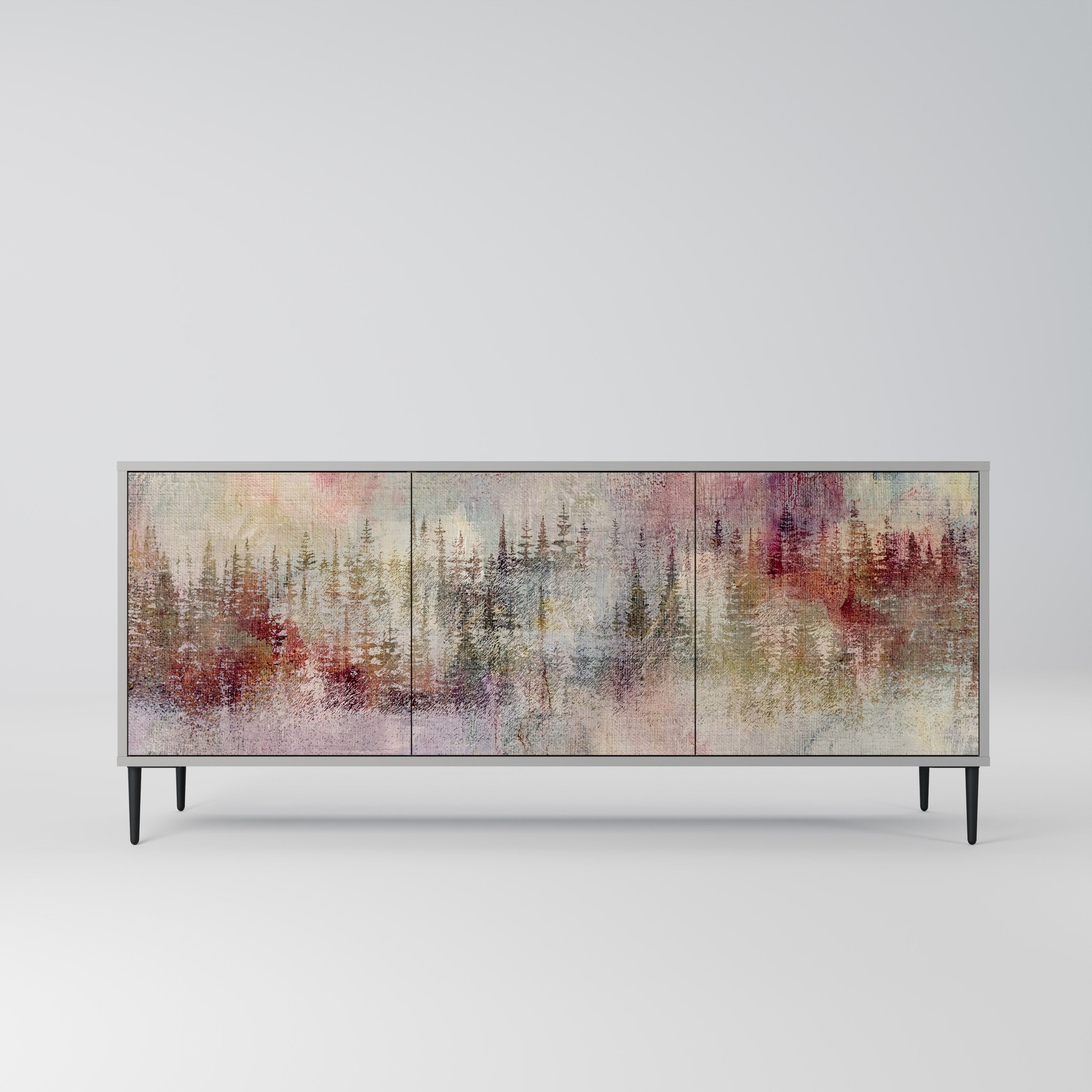 VEILED SUMMIT 3-Door Sideboard in Grey Finish