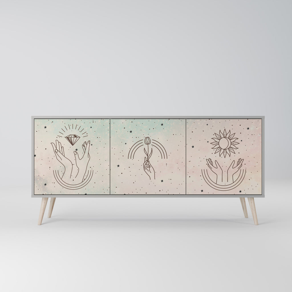 DELICATE BEAUTY 3-Door Sideboard in Grey Finish