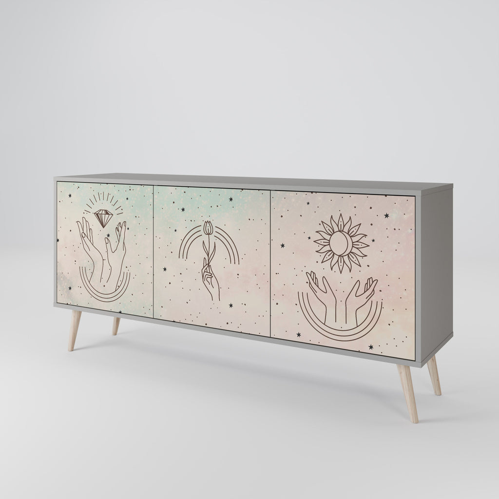 DELICATE BEAUTY 3-Door Sideboard in Grey Finish
