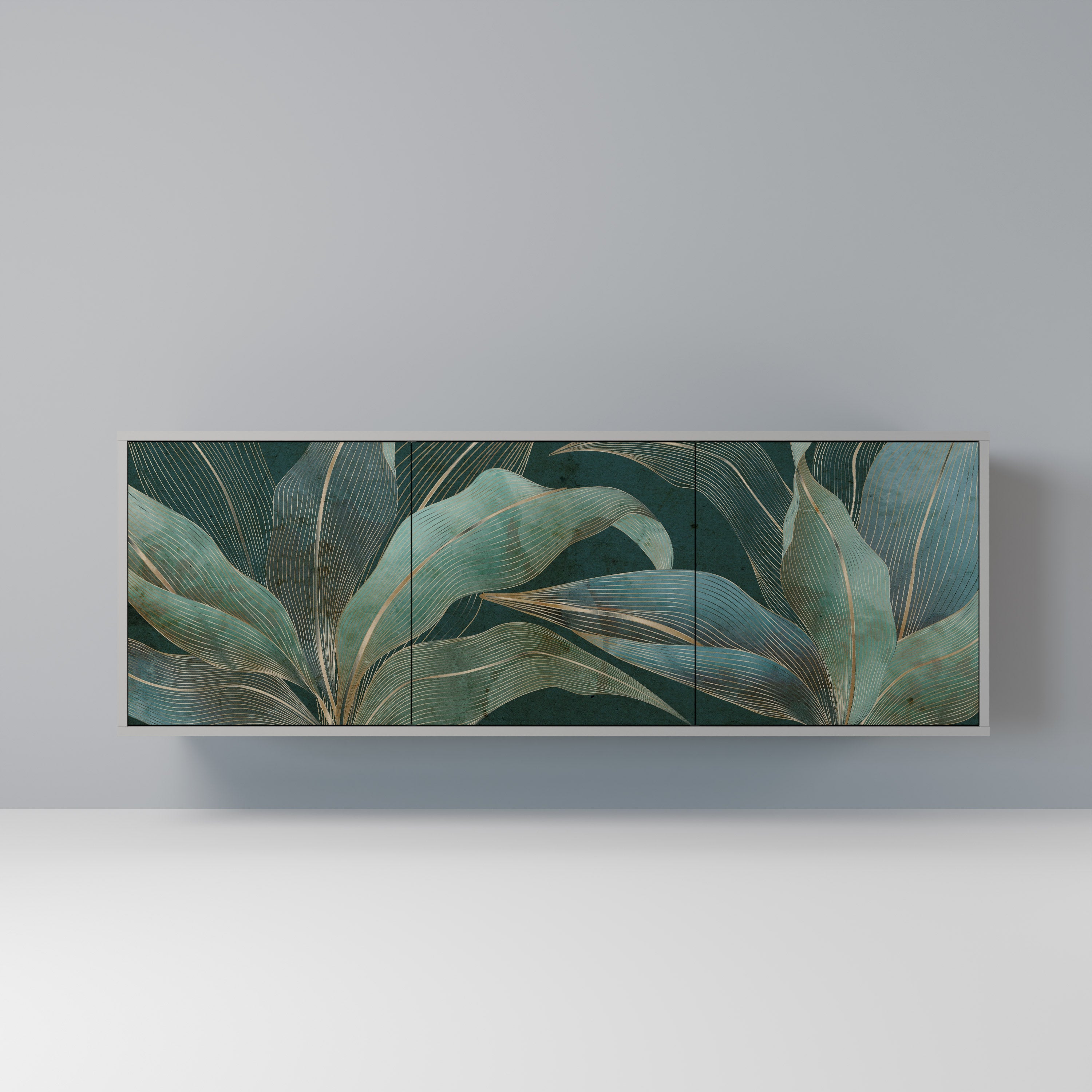 ROYAL GREEN 3-Door Sideboard in Grey Finish