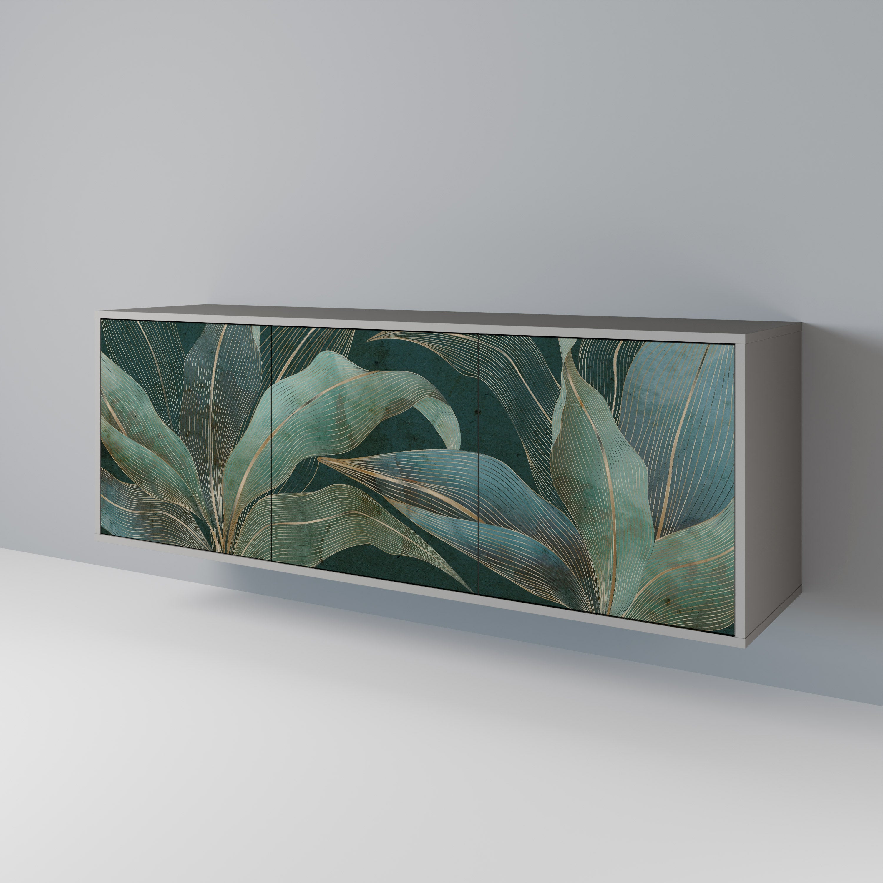 ROYAL GREEN 3-Door Sideboard in Grey Finish