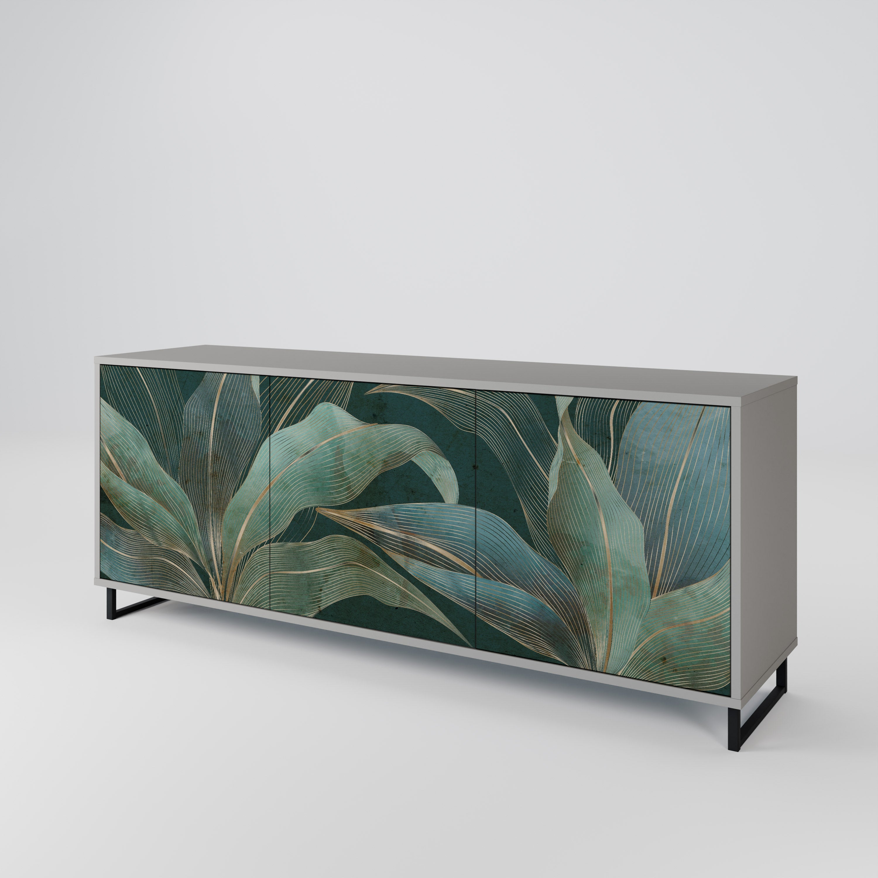 ROYAL GREEN 3-Door Sideboard in Grey Finish