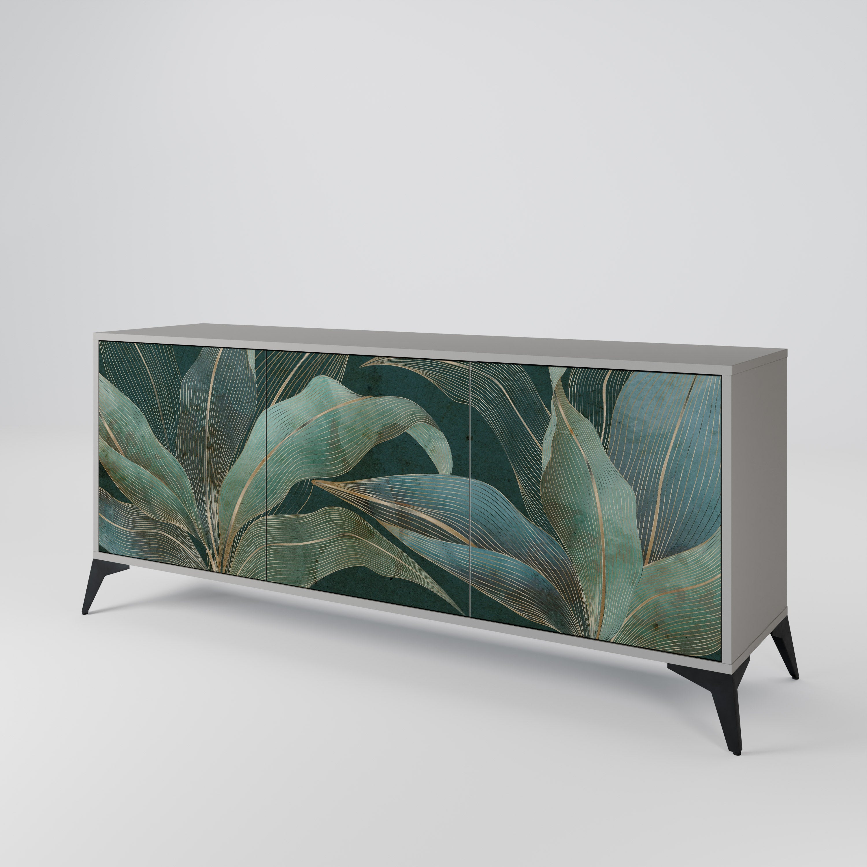 ROYAL GREEN 3-Door Sideboard in Grey Finish