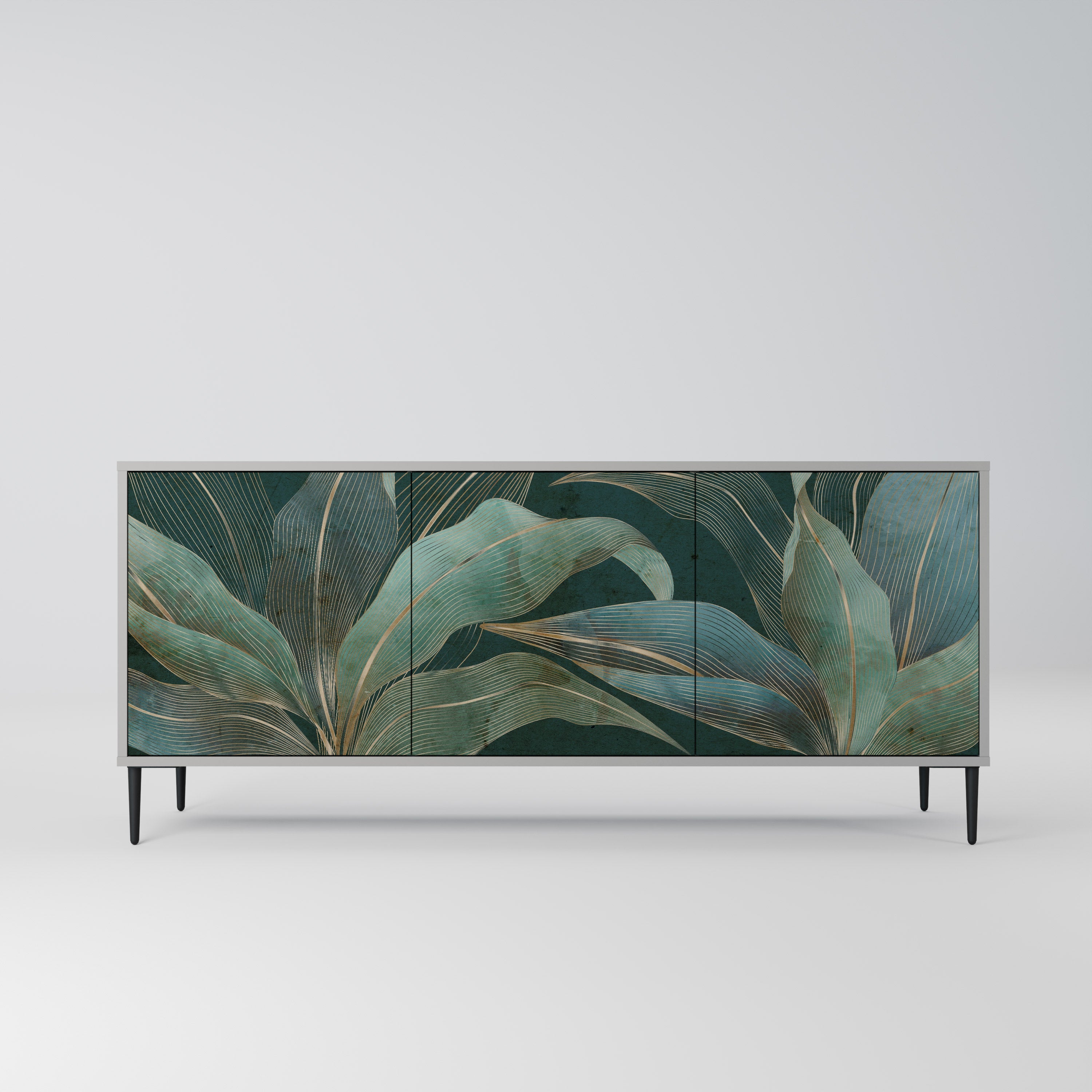 ROYAL GREEN 3-Door Sideboard in Grey Finish