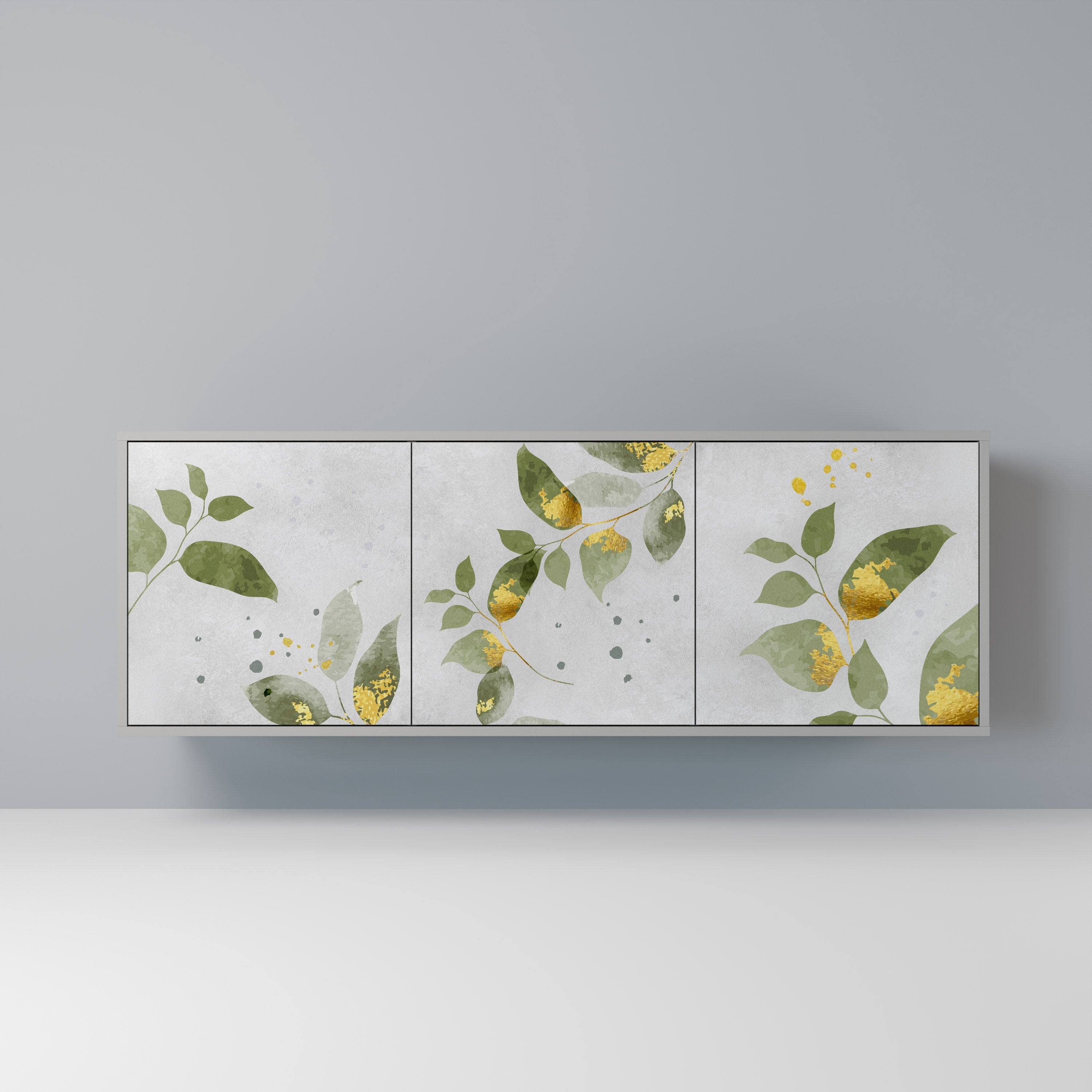 ELEGANT BOTANICS 3-Door Sideboard in Grey Finish