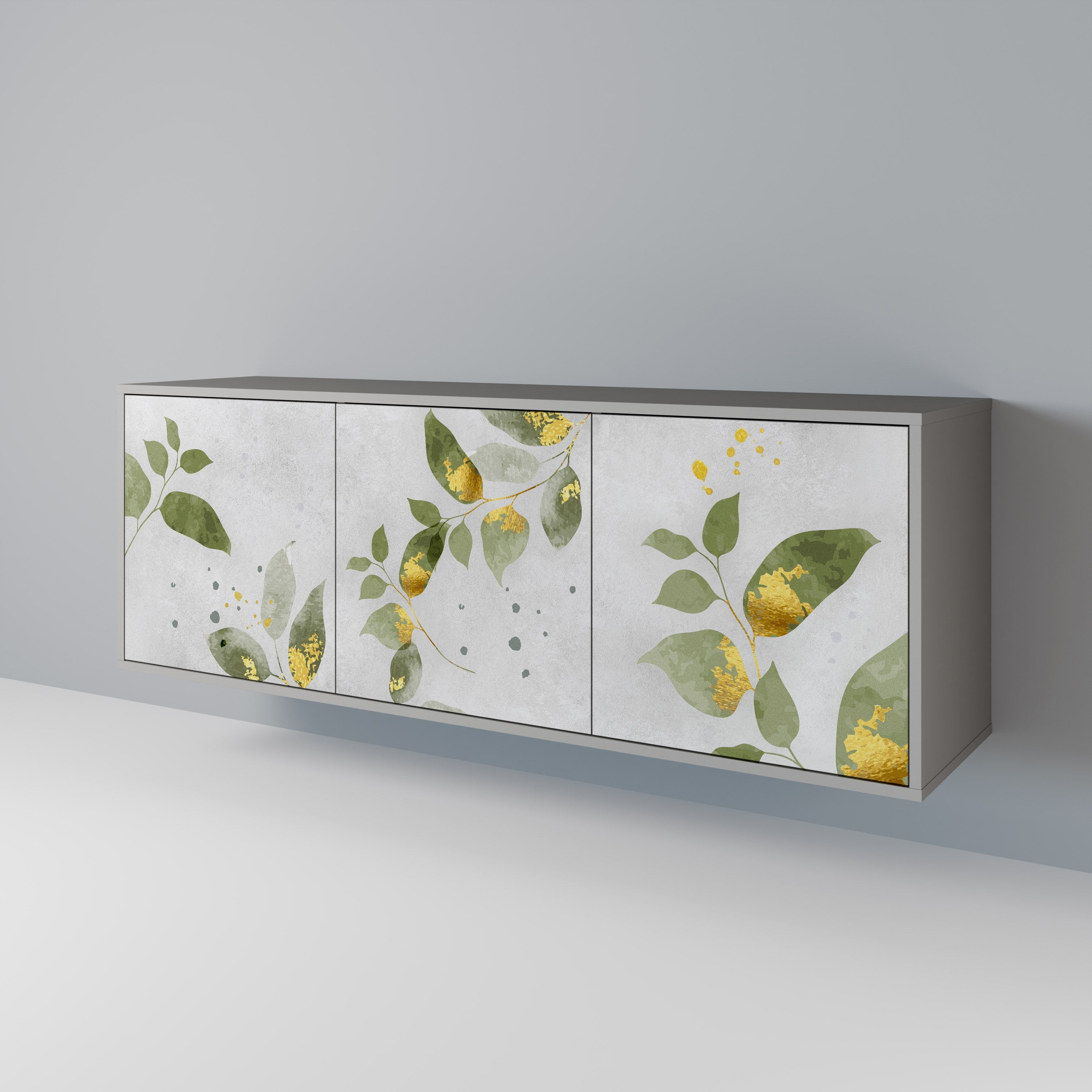ELEGANT BOTANICS 3-Door Sideboard in Grey Finish