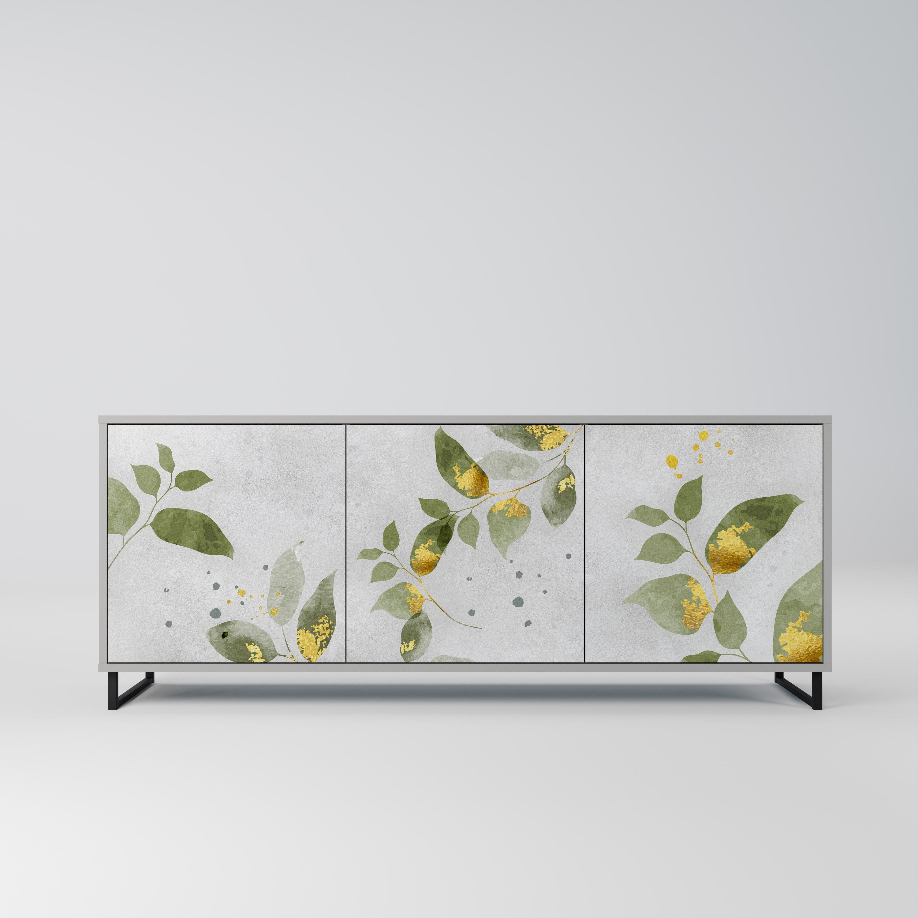 ELEGANT BOTANICS 3-Door Sideboard in Grey Finish