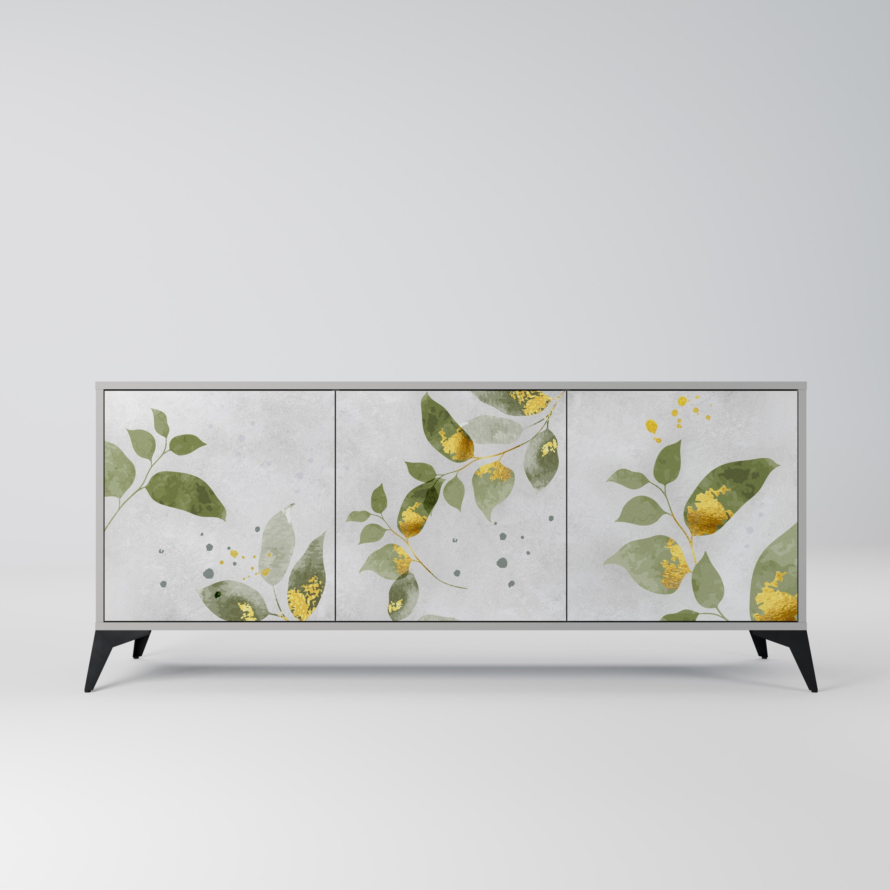ELEGANT BOTANICS 3-Door Sideboard in Grey Finish