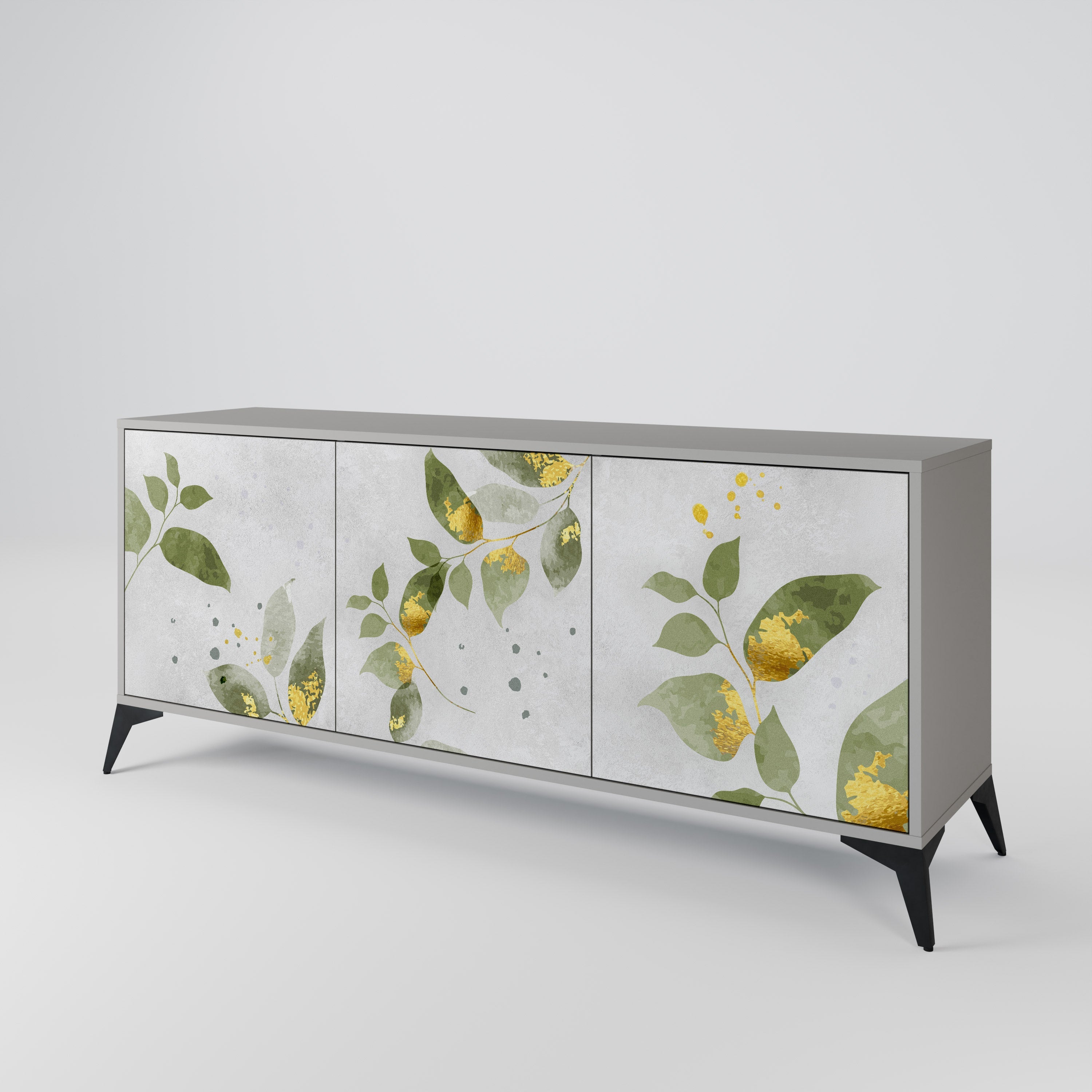 ELEGANT BOTANICS 3-Door Sideboard in Grey Finish