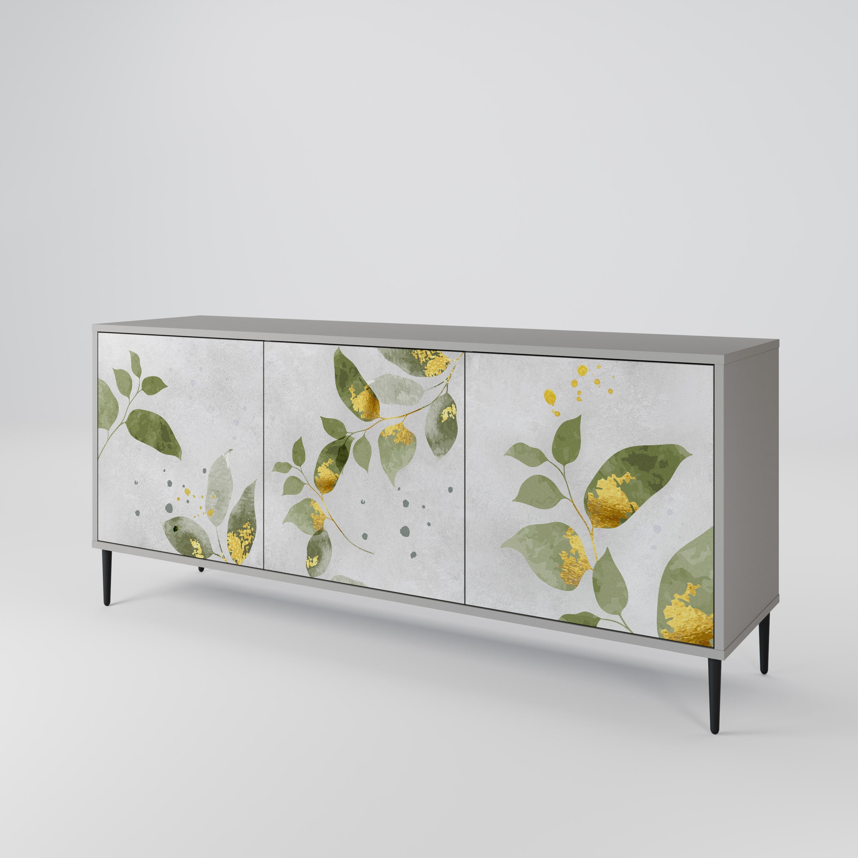 ELEGANT BOTANICS 3-Door Sideboard in Grey Finish