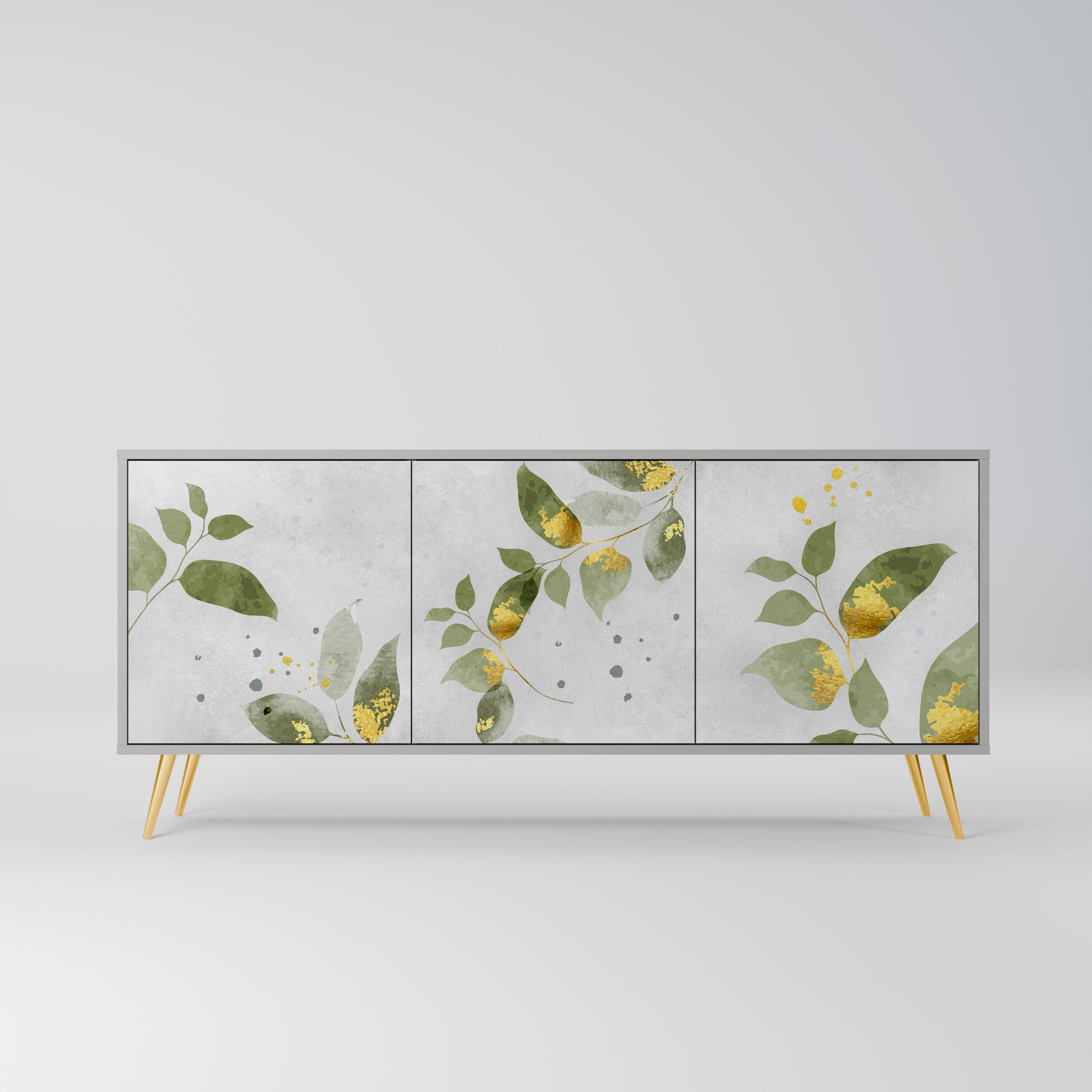 ELEGANT BOTANICS 3-Door Sideboard in Grey Finish