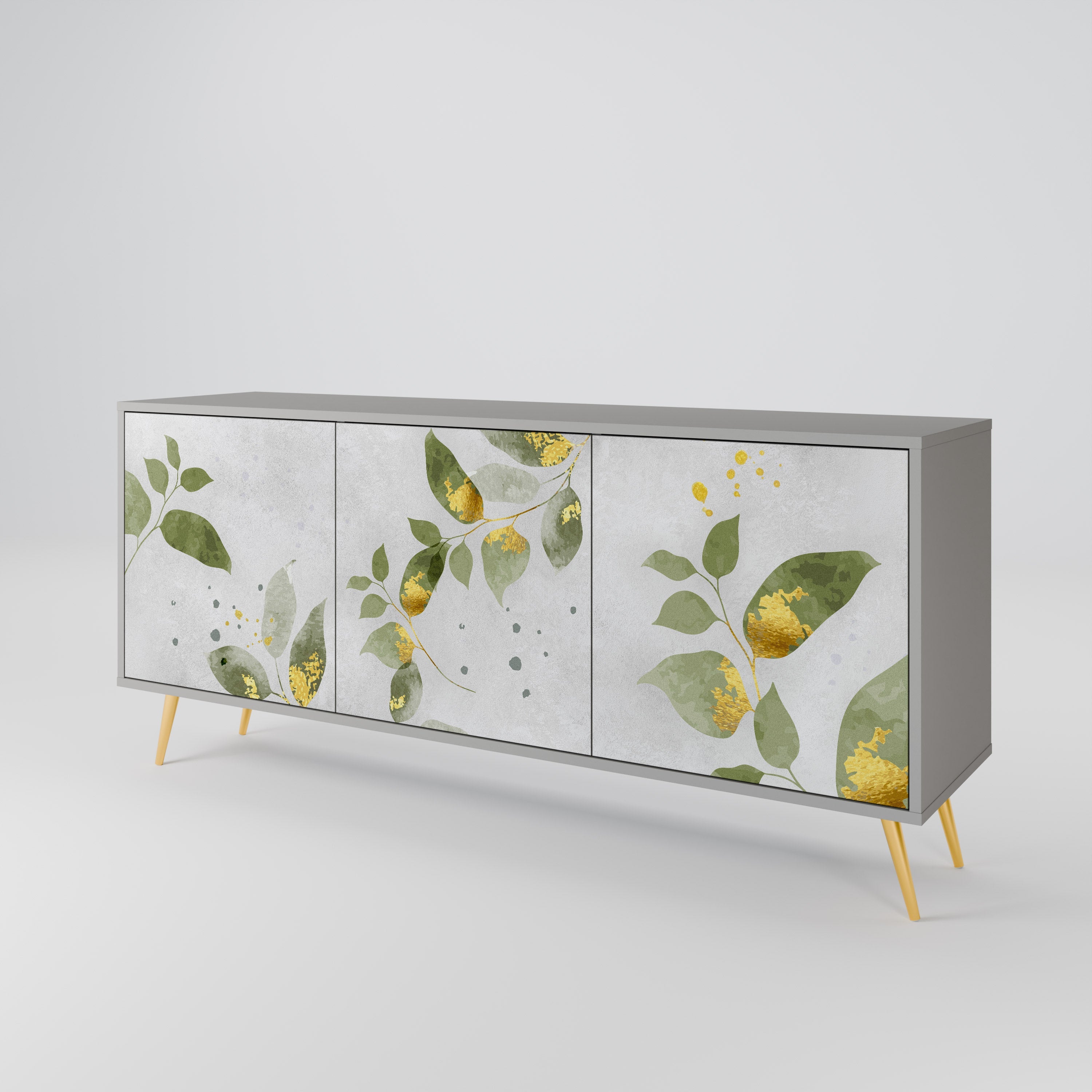 ELEGANT BOTANICS 3-Door Sideboard in Grey Finish