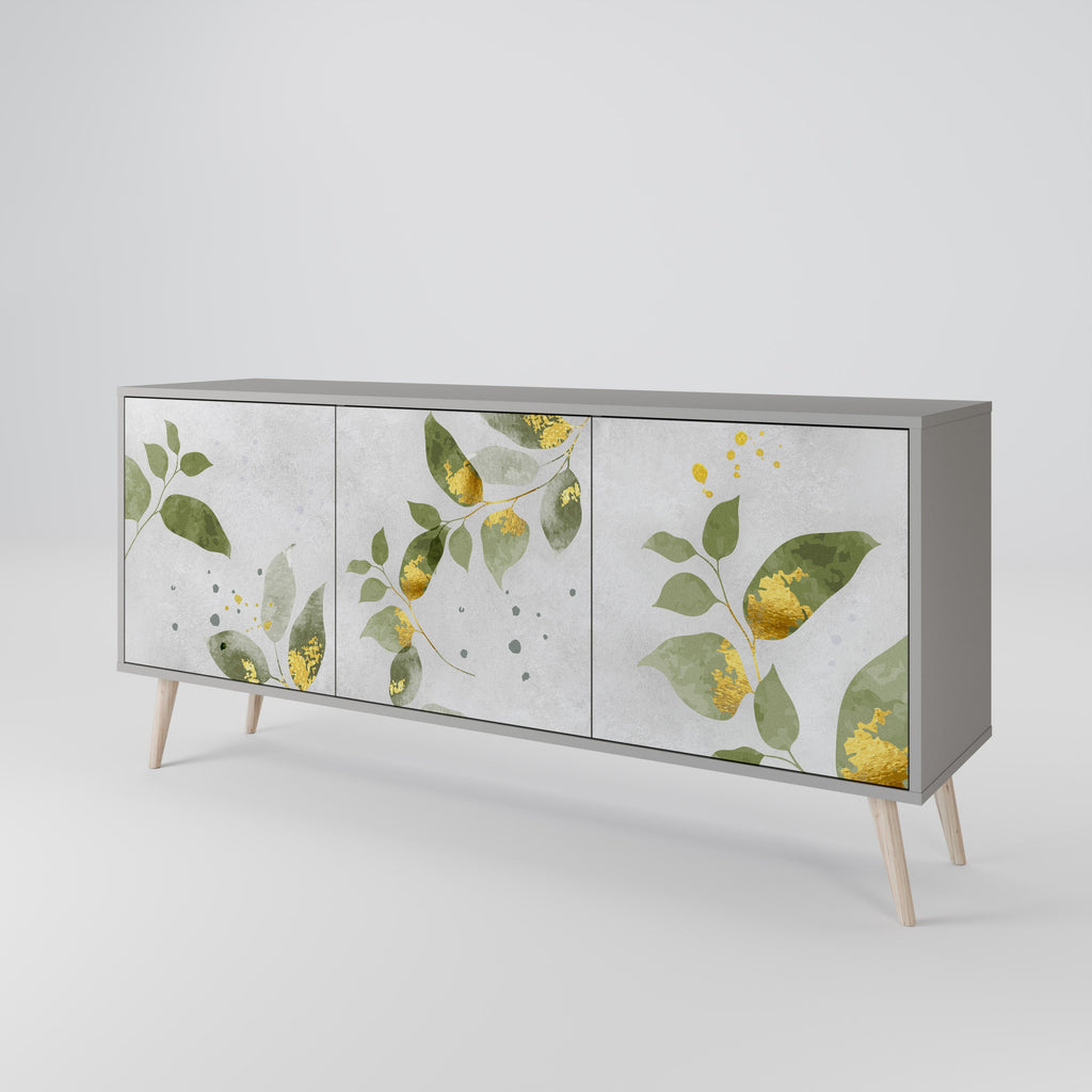 ELEGANT BOTANICS 3-Door Sideboard in Grey Finish