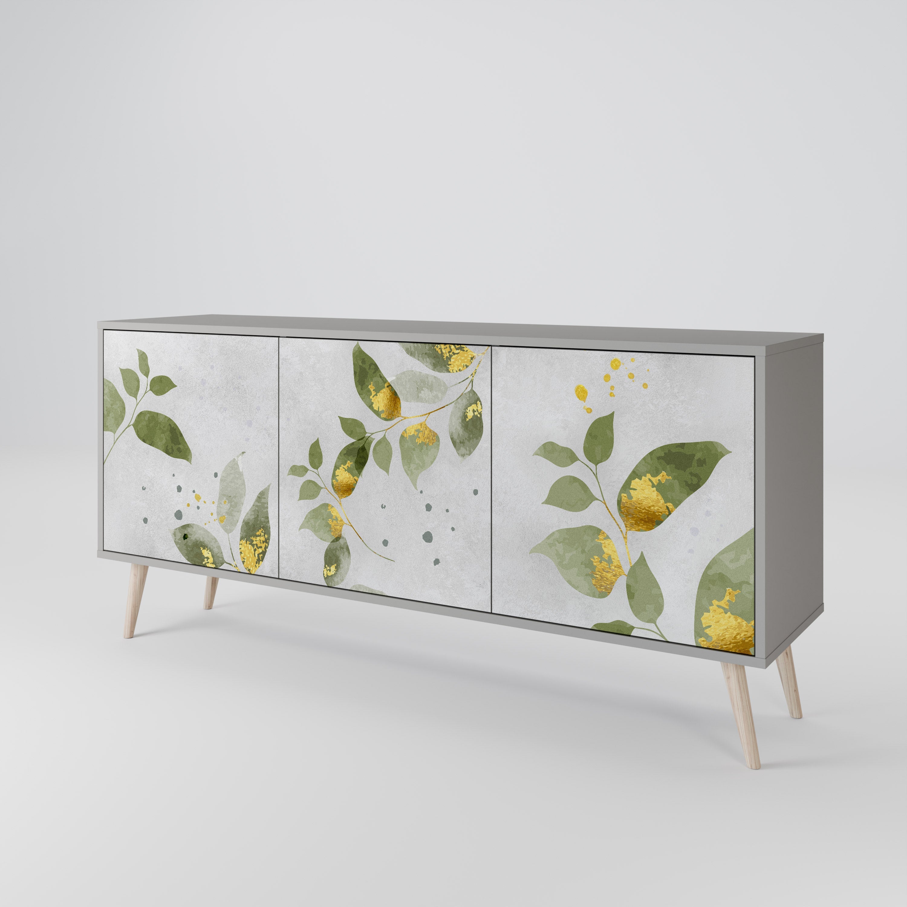 ELEGANT BOTANICS 3-Door Sideboard in Grey Finish