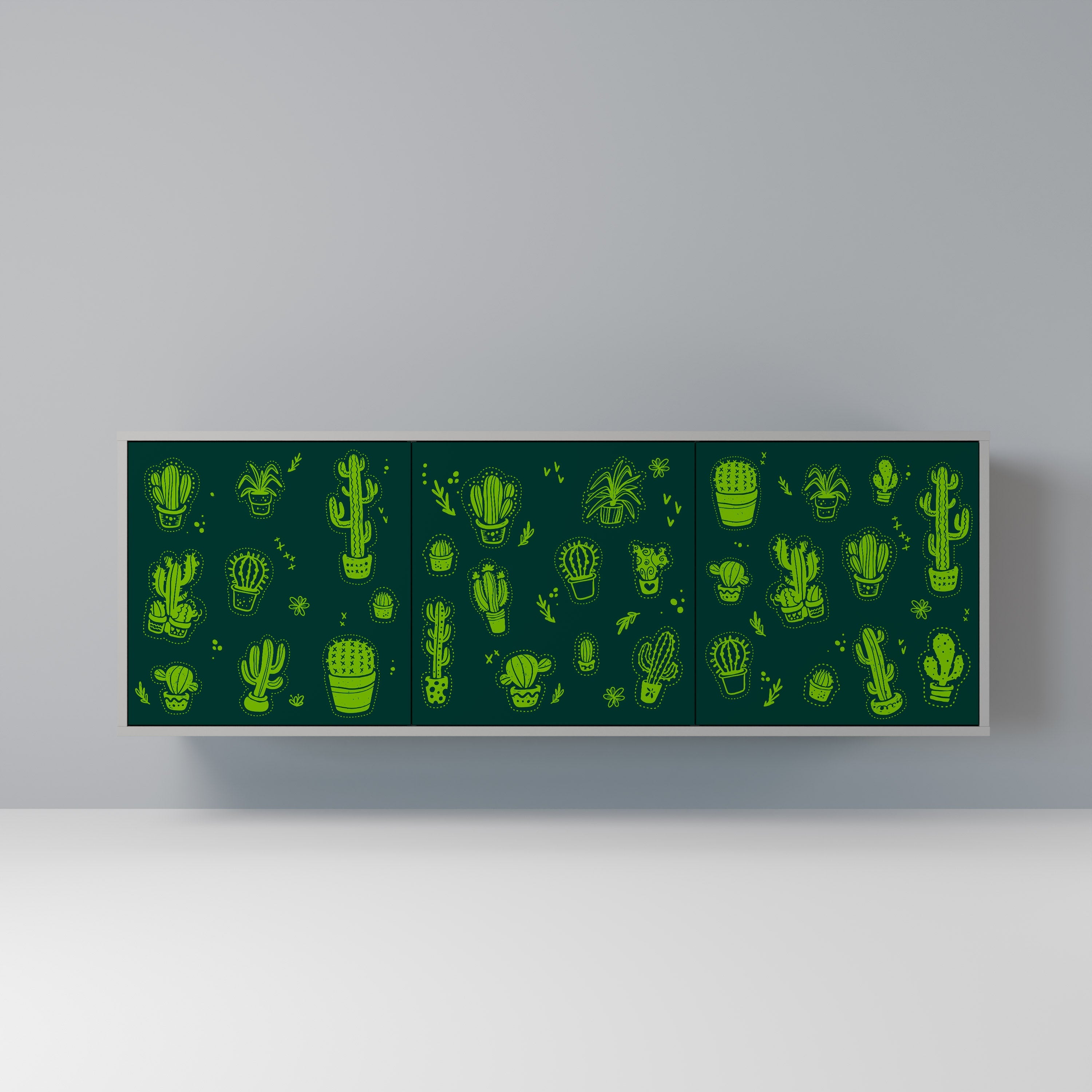 DESERT GREEN 3-Door Sideboard in Grey Finish