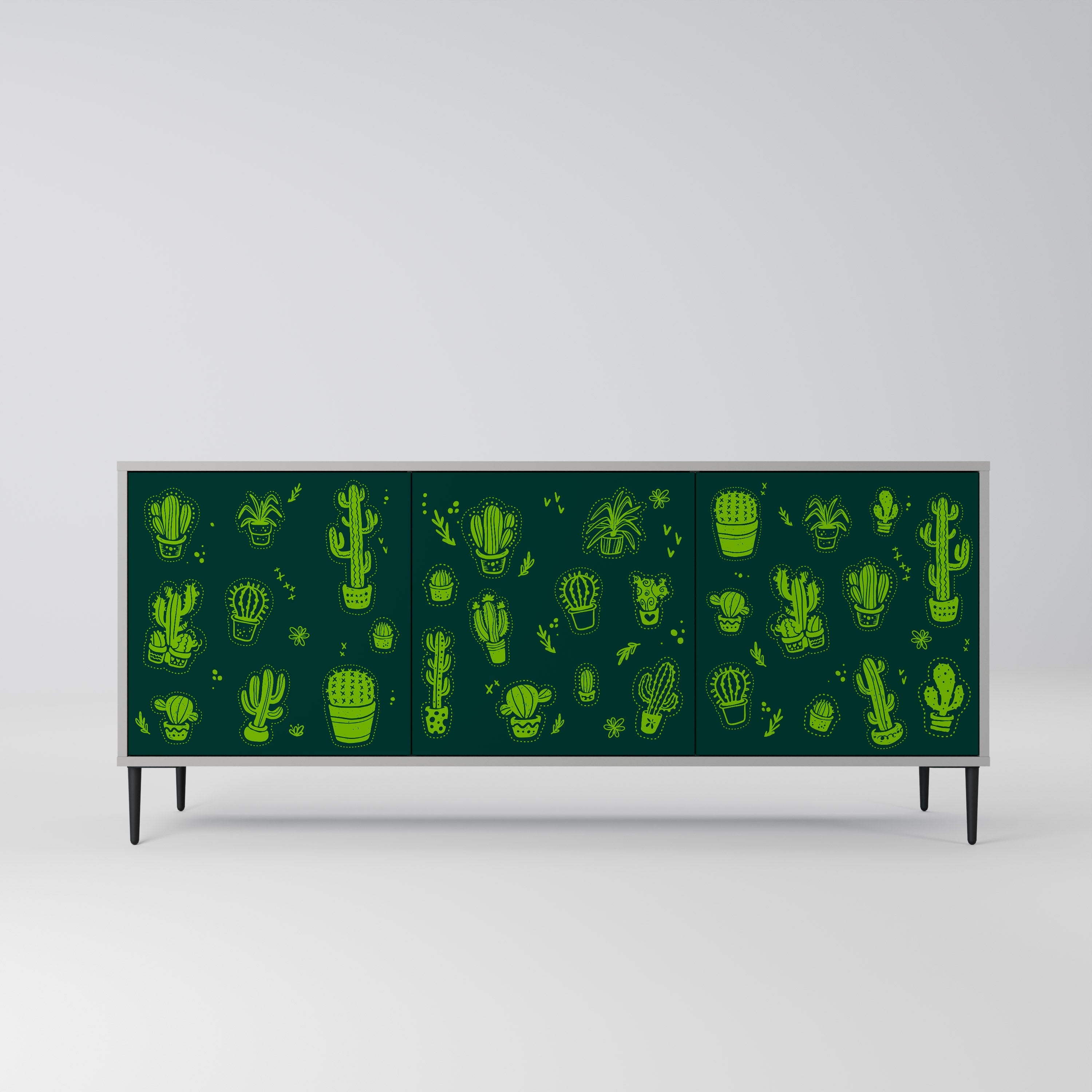 DESERT GREEN 3-Door Sideboard in Grey Finish