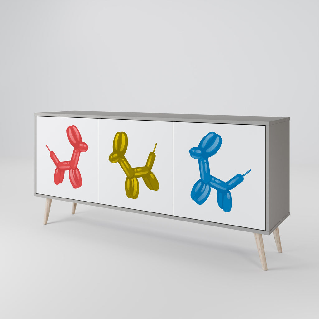 CHILDHOOD MEMORY 3-Door Sideboard in Grey Finish