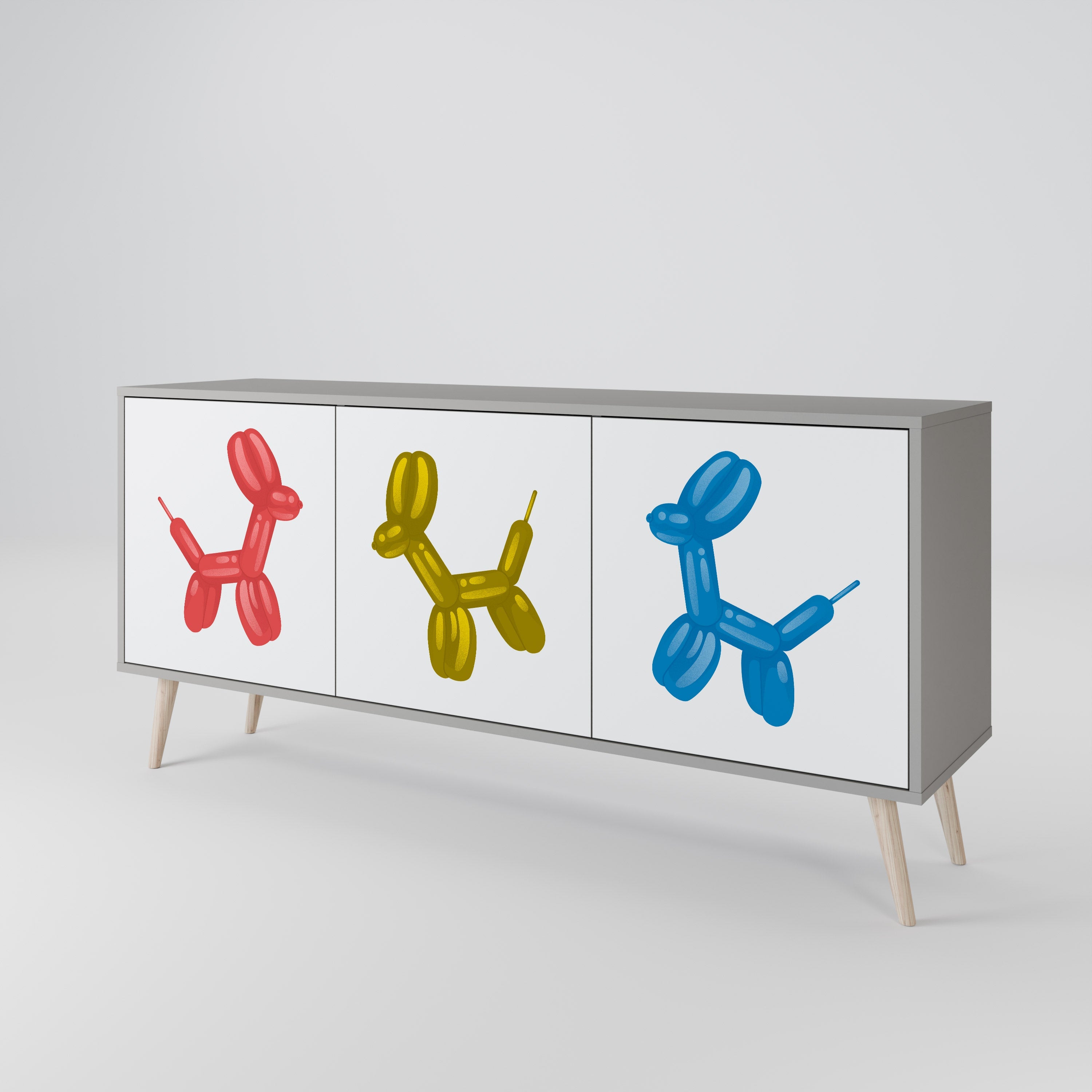 CHILDHOOD MEMORY 3-Door Sideboard in Grey Finish