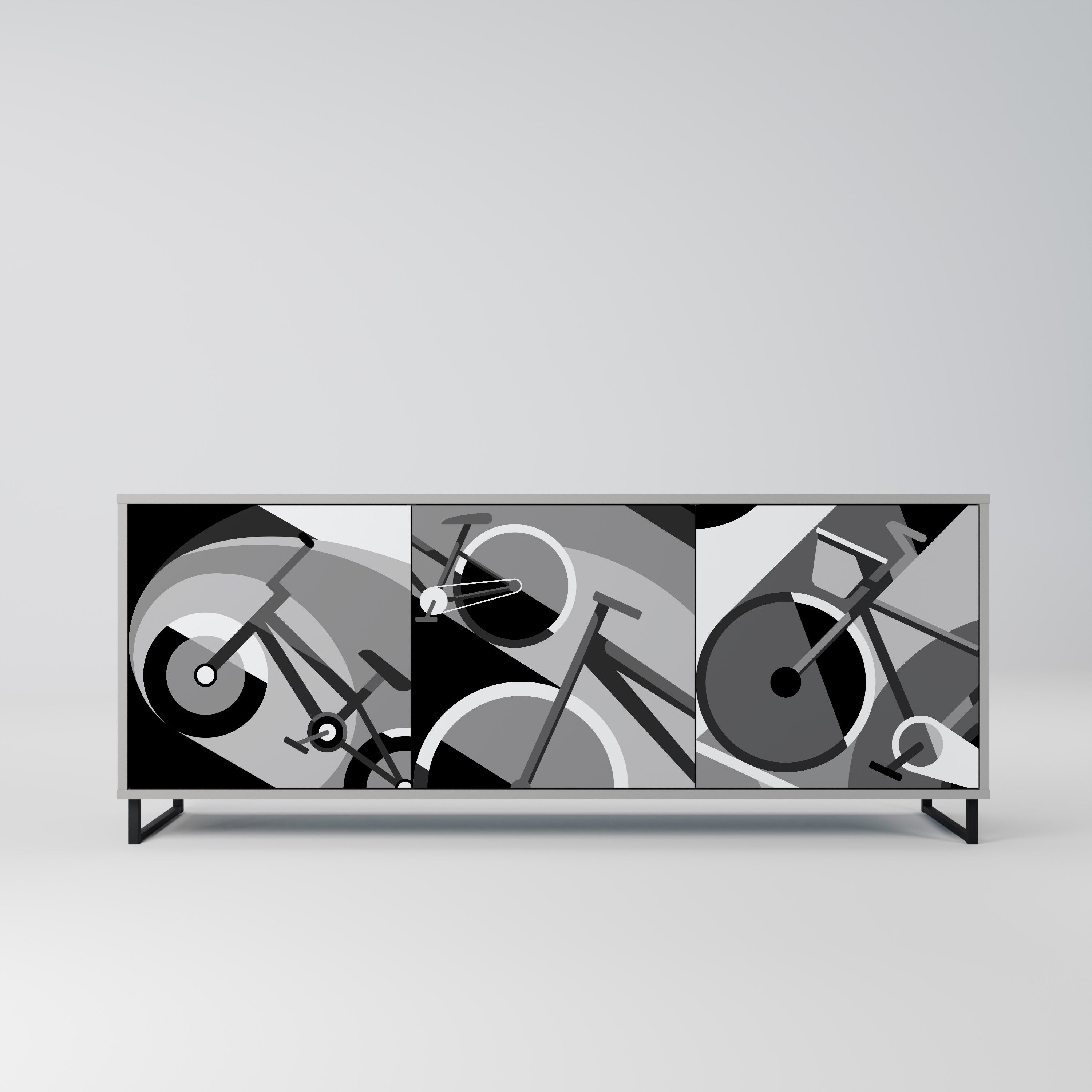 BIKE ENERGY 3-Door Sideboard in Grey Finish