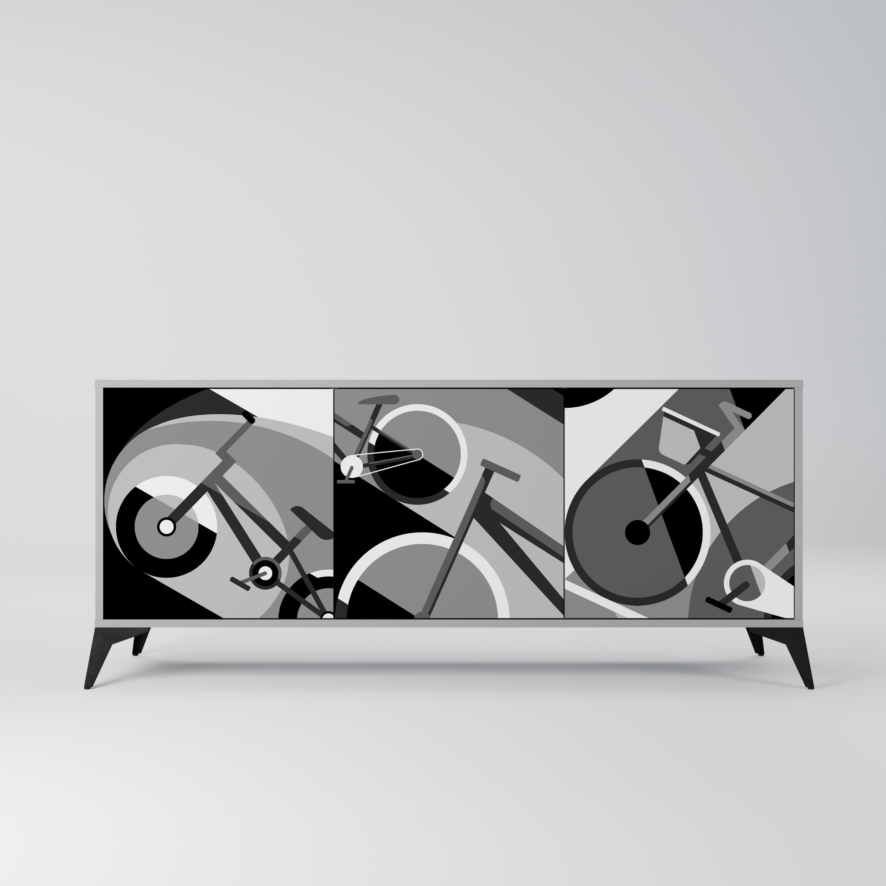 BIKE ENERGY 3-Door Sideboard in Grey Finish