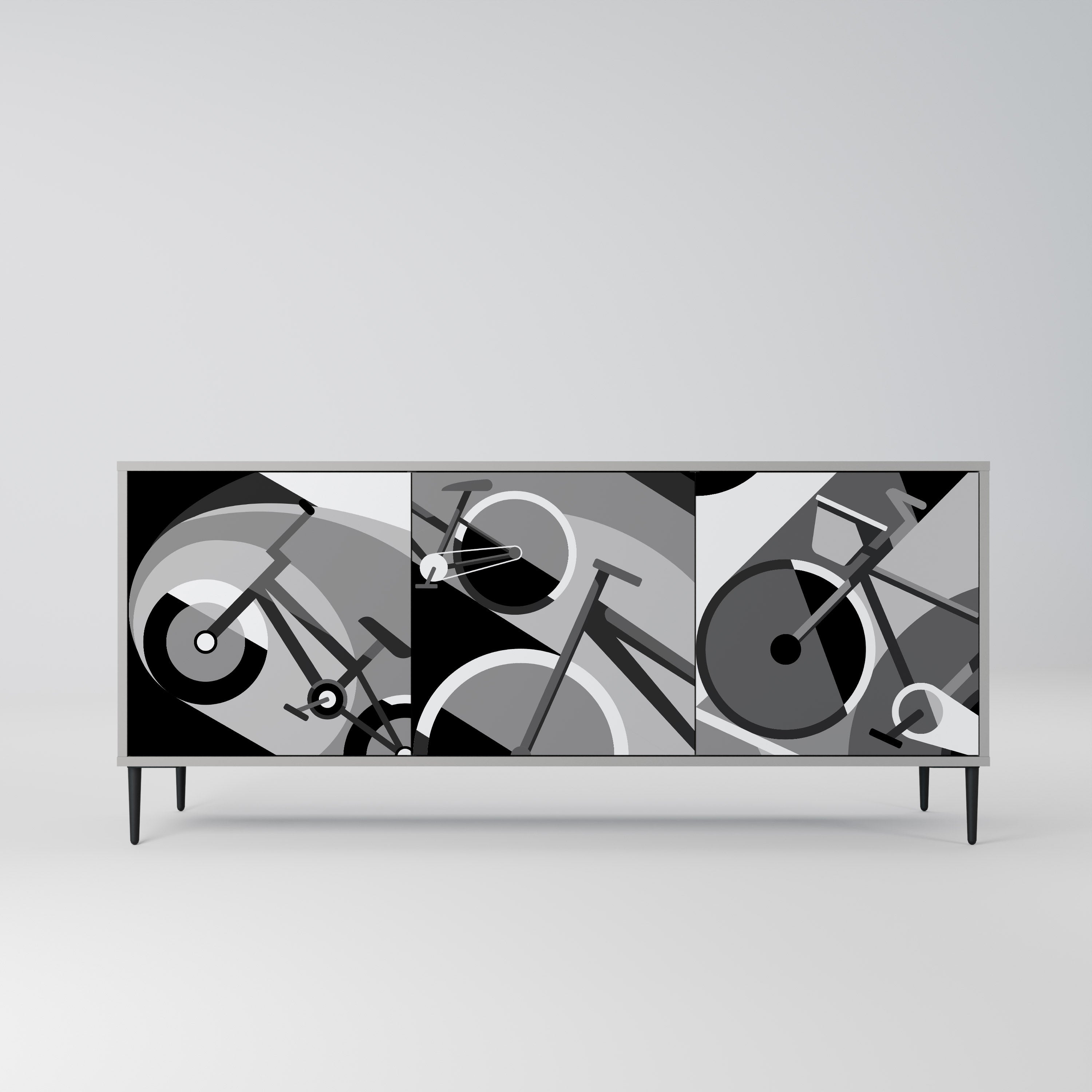 BIKE ENERGY 3-Door Sideboard in Grey Finish
