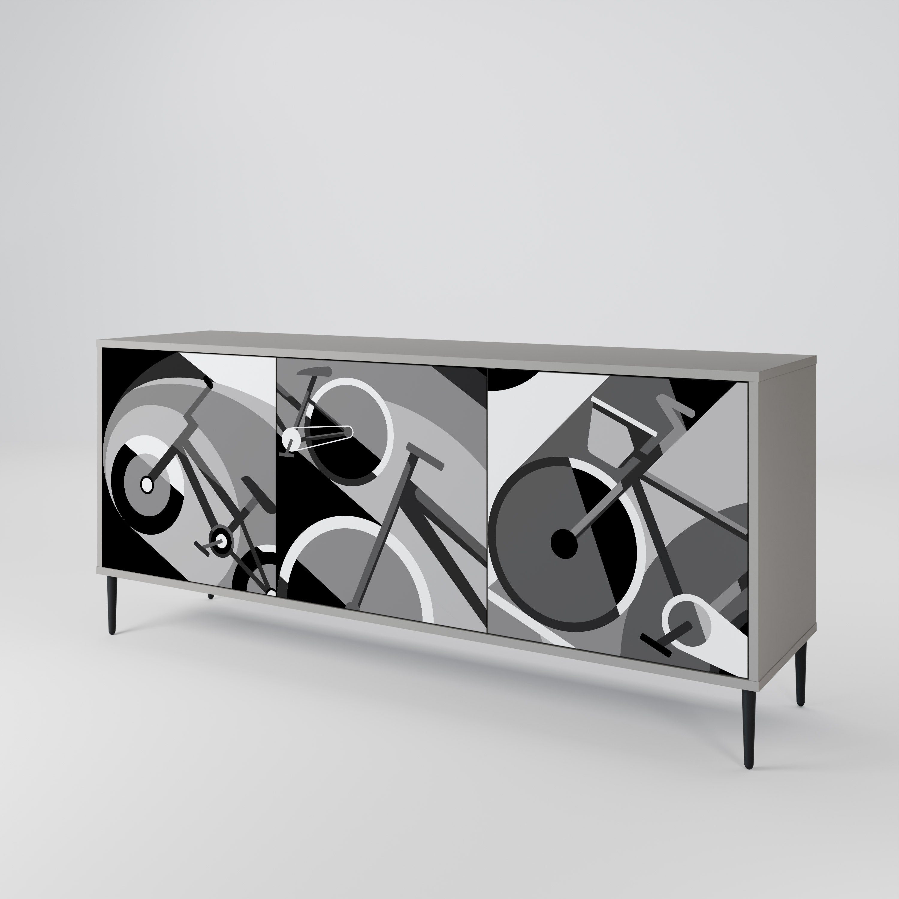 BIKE ENERGY 3-Door Sideboard in Grey Finish