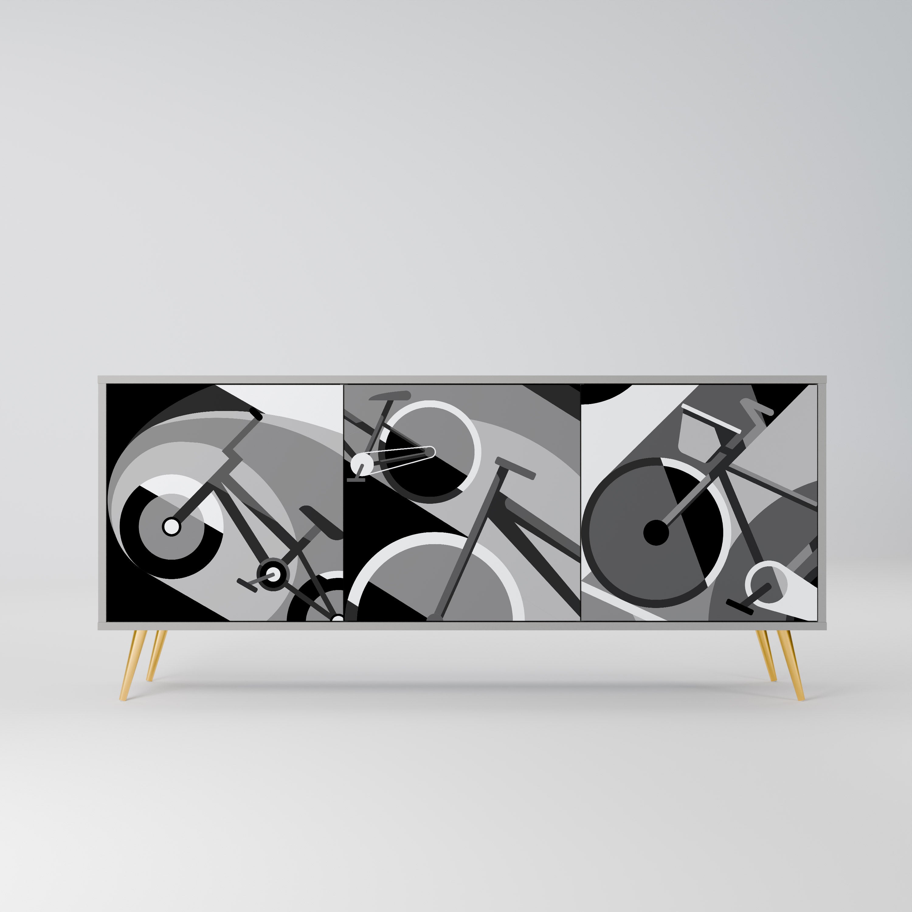BIKE ENERGY 3-Door Sideboard in Grey Finish