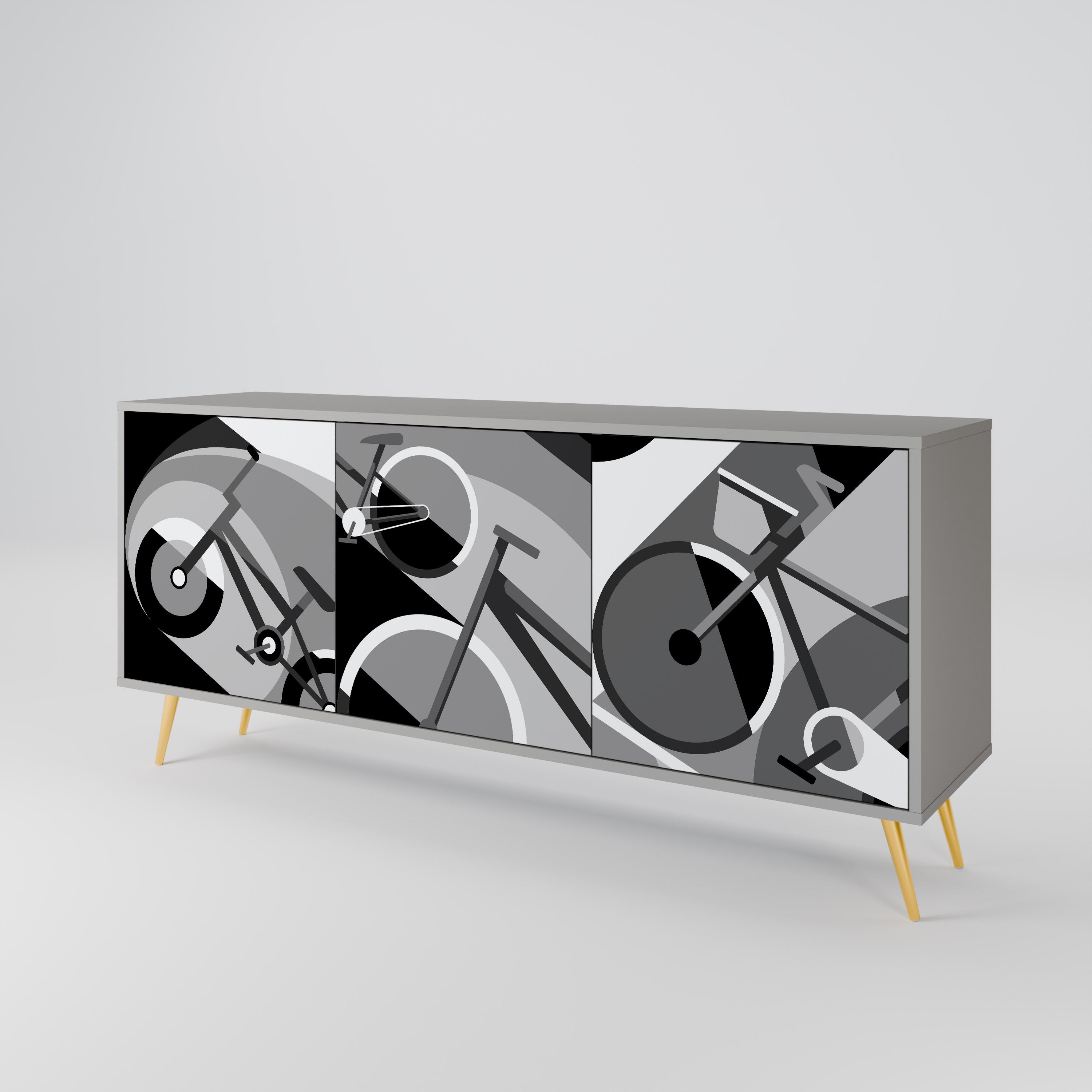BIKE ENERGY 3-Door Sideboard in Grey Finish