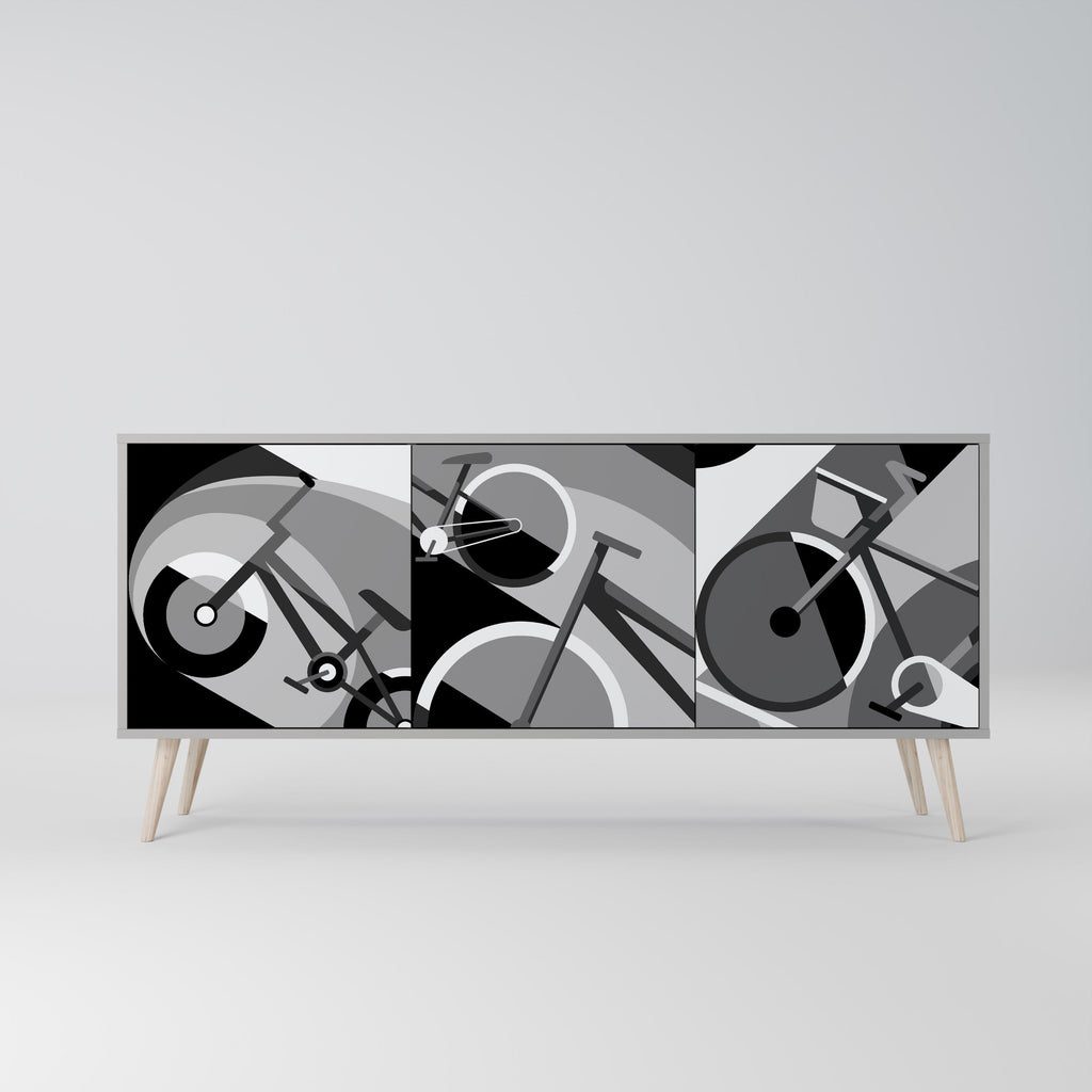 BIKE ENERGY 3-Door Sideboard in Grey Finish