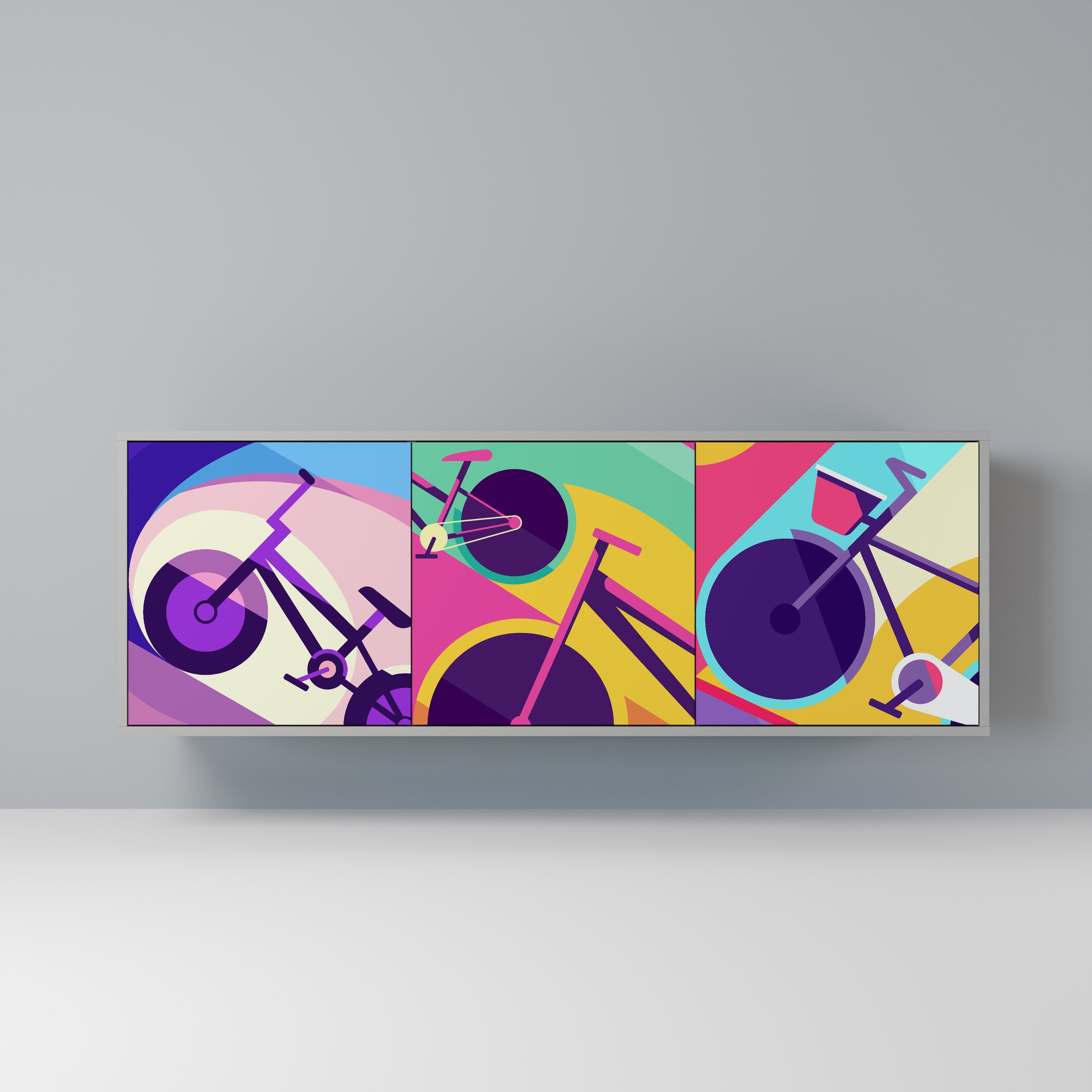 BIKE DREAMS 3-Door Sideboard in Grey Finish