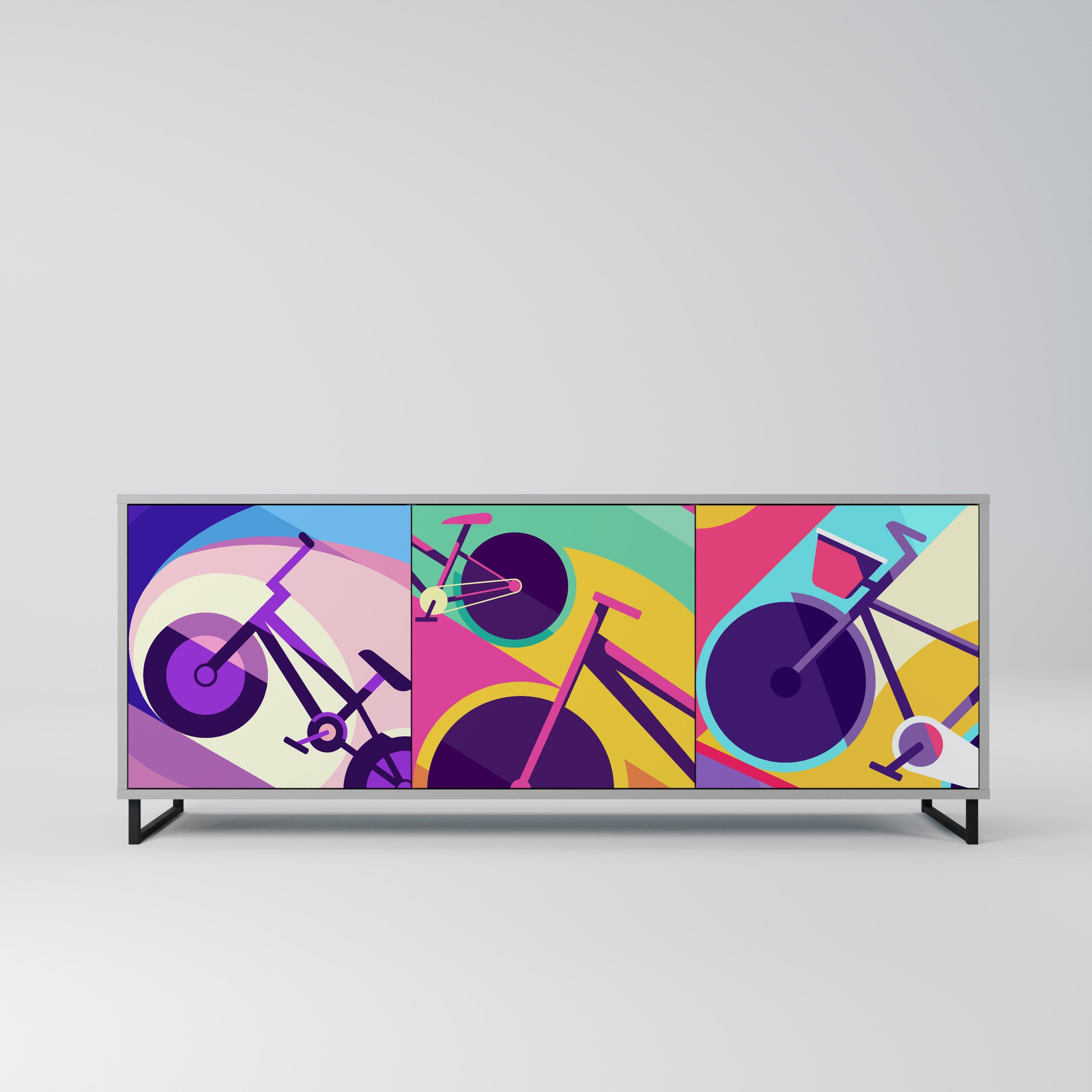 BIKE DREAMS 3-Door Sideboard in Grey Finish
