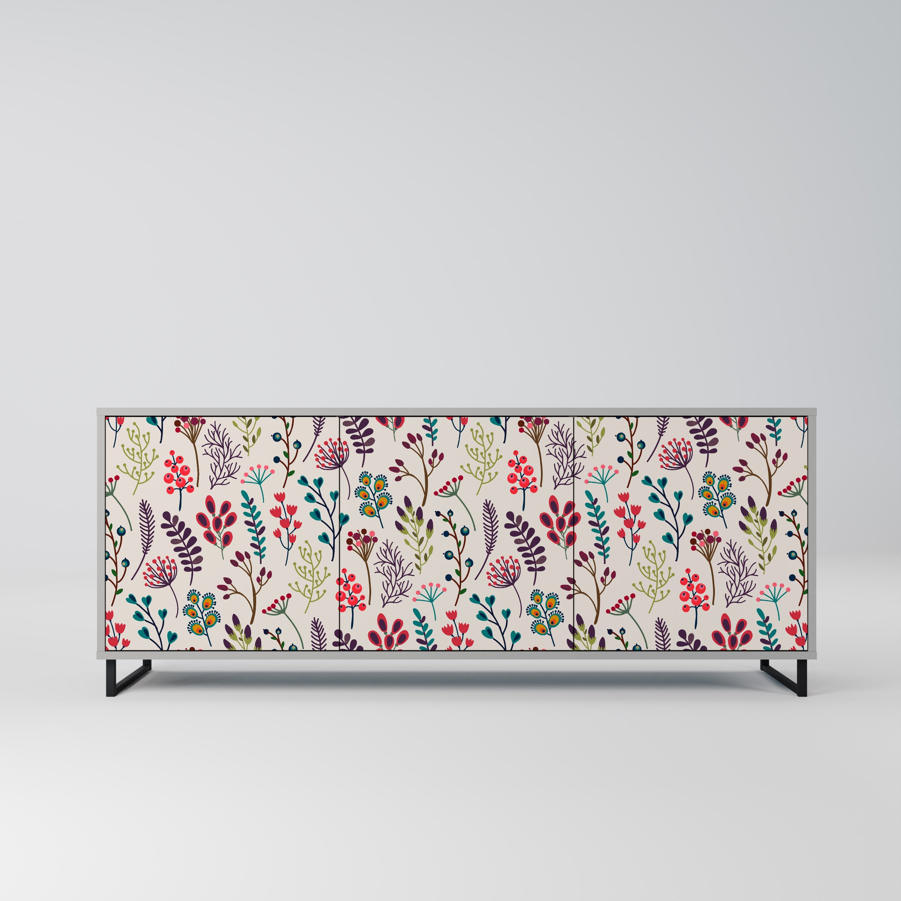 AUTUMN SUNDRIES 3-Door Sideboard in Grey Finish