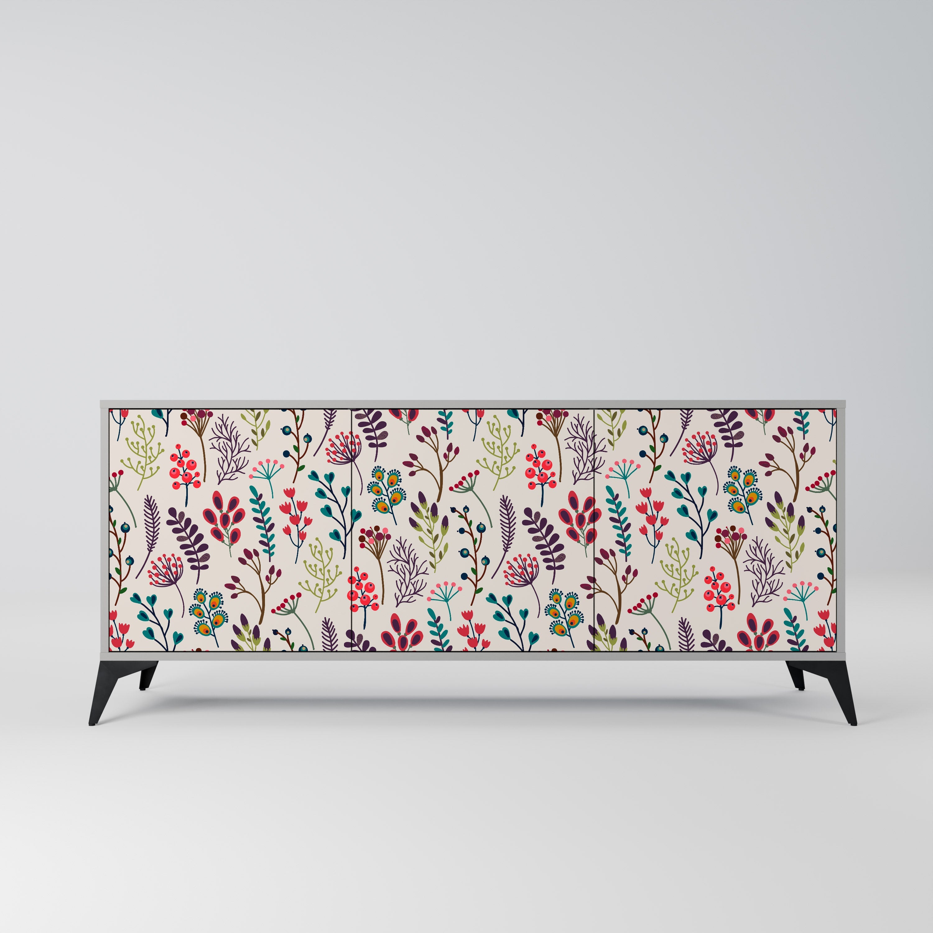 AUTUMN SUNDRIES 3-Door Sideboard in Grey Finish