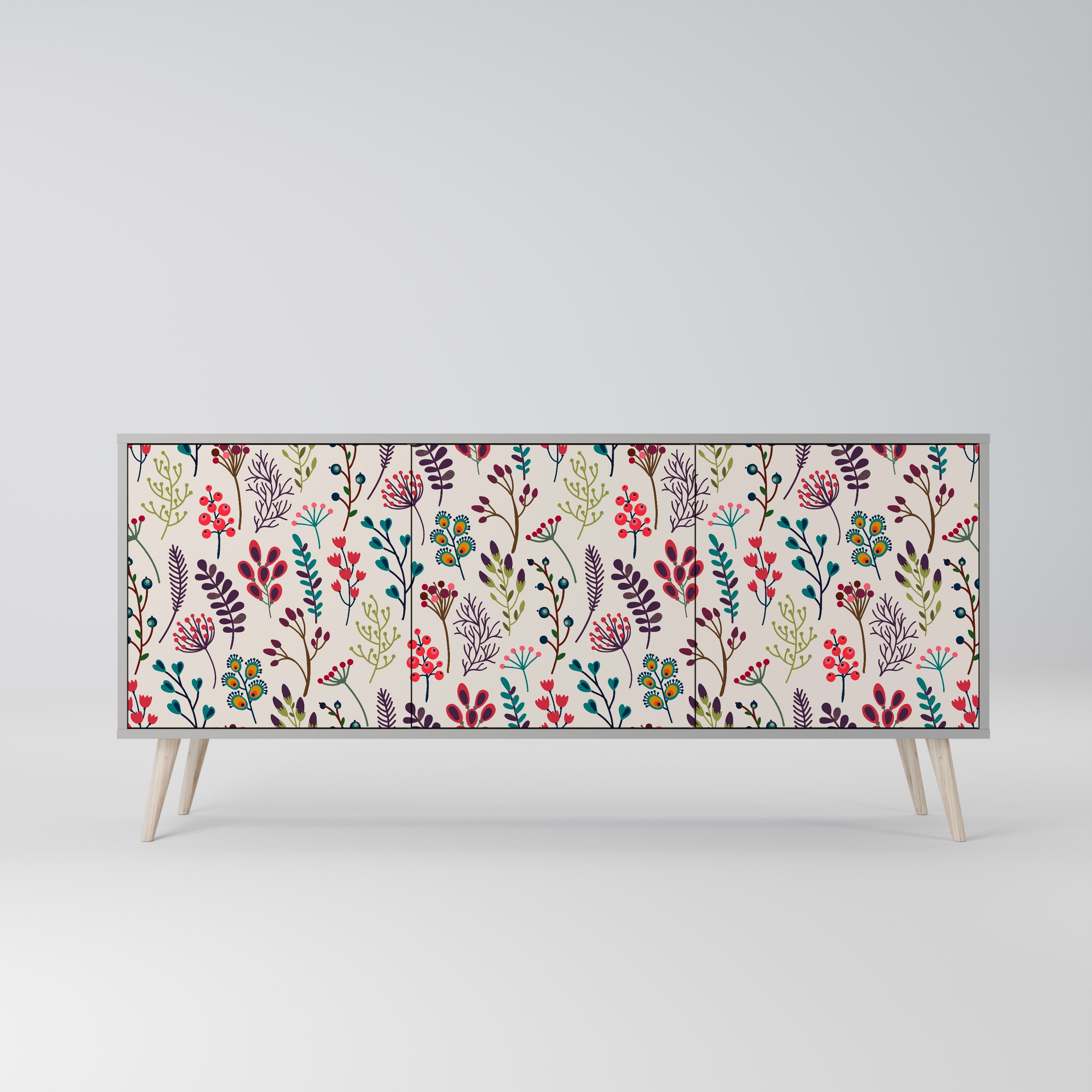 AUTUMN SUNDRIES 3-Door Sideboard in Grey Finish