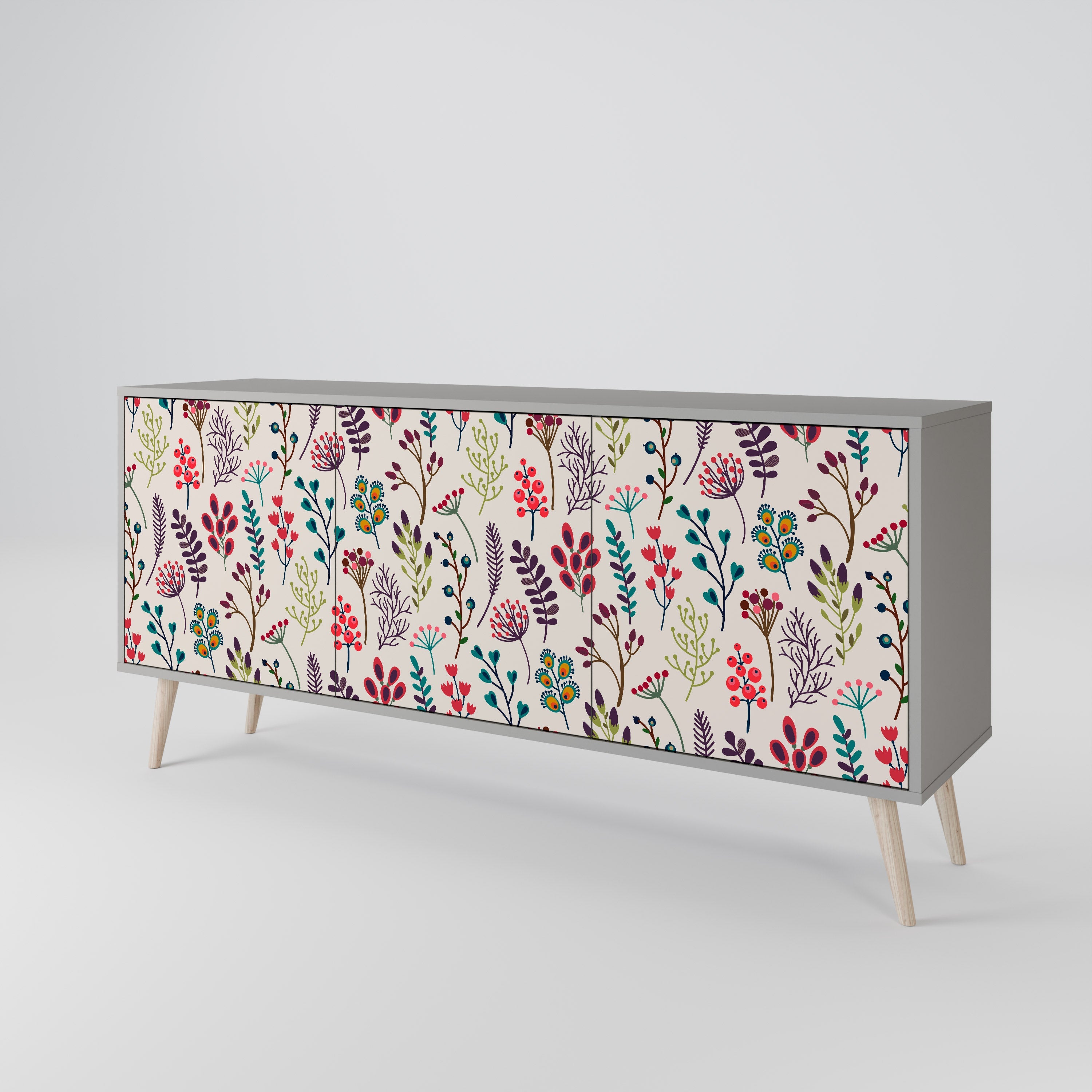 AUTUMN SUNDRIES 3-Door Sideboard in Grey Finish