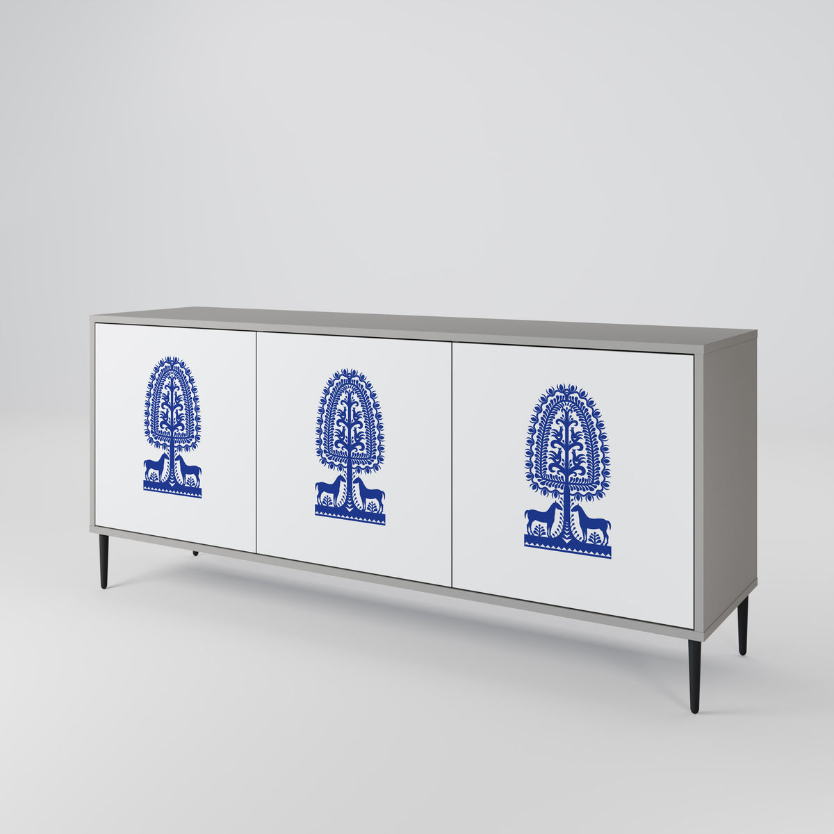 POLISH FOLK ART Aparador de 3 Portas