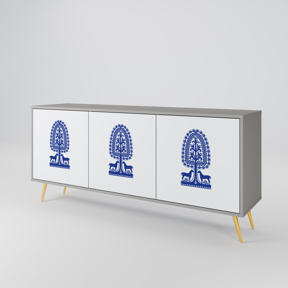 POLISH FOLK ART Aparador de 3 Portas