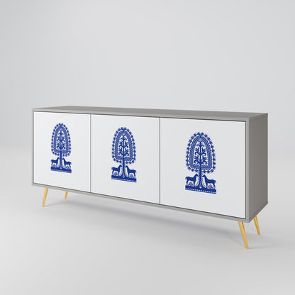 POLISH FOLK ART Aparador de 3 Portas