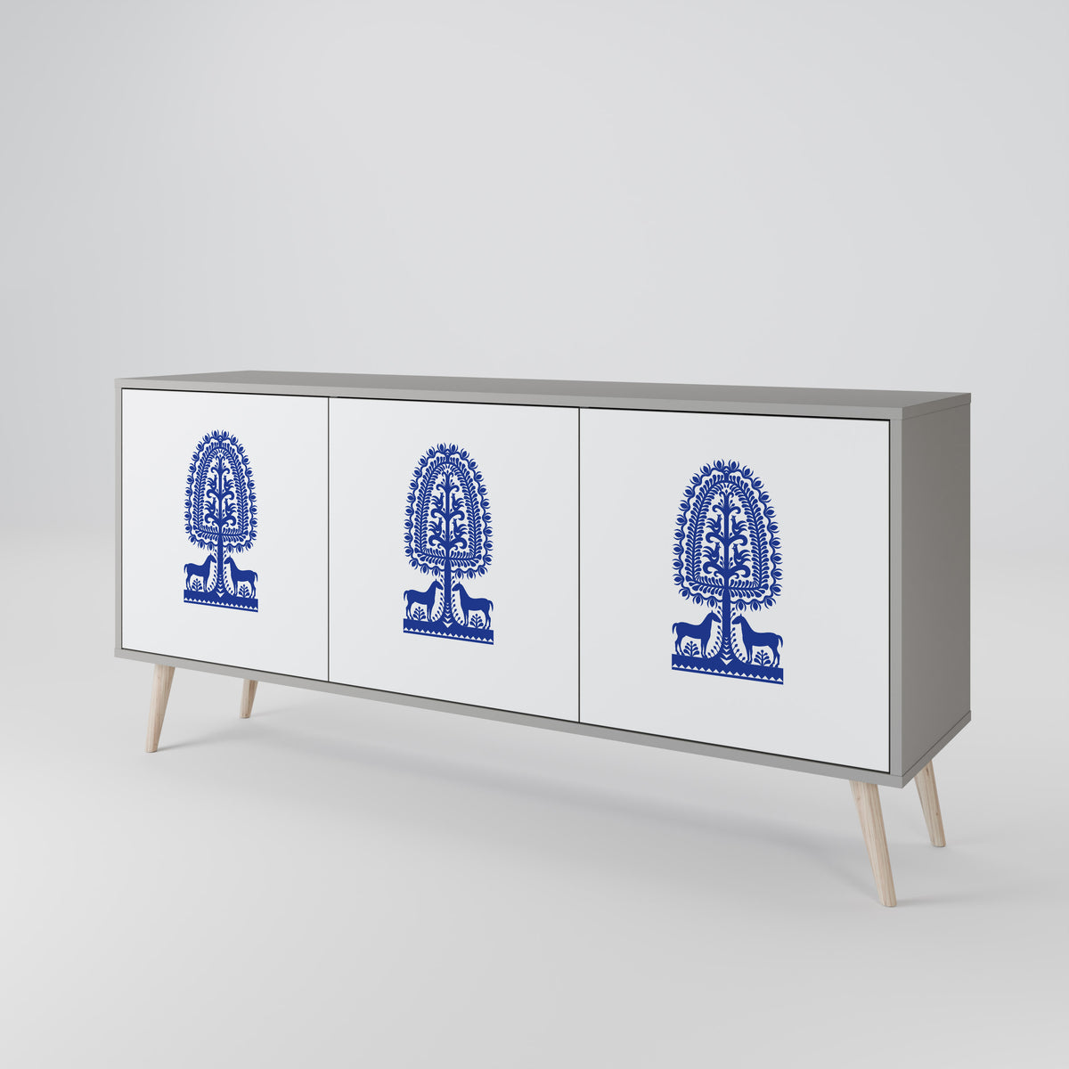 POLISH FOLK ART Aparador de 3 Portas