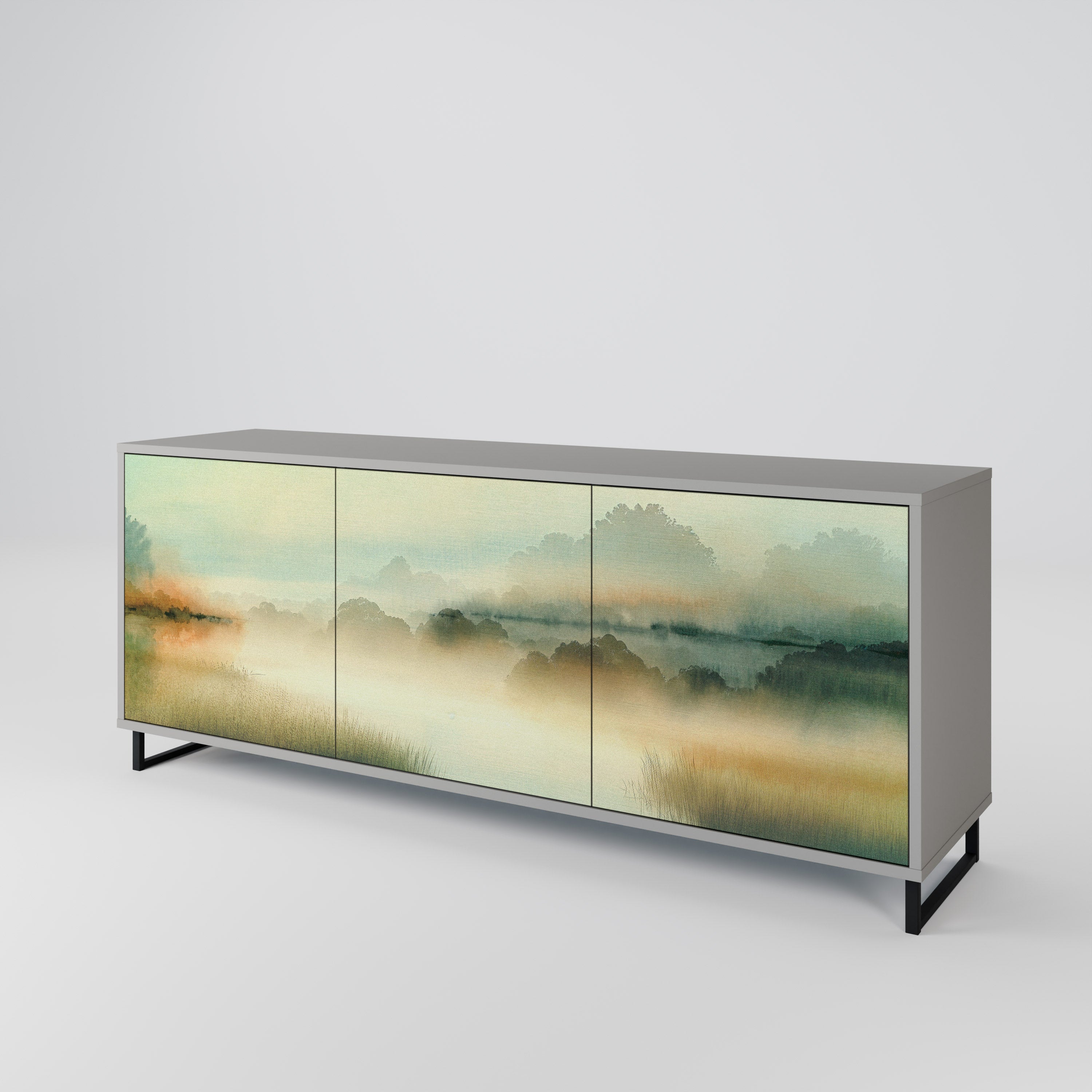 MORNING BY THE LAKE 3-Door Sideboard in Grey Finish