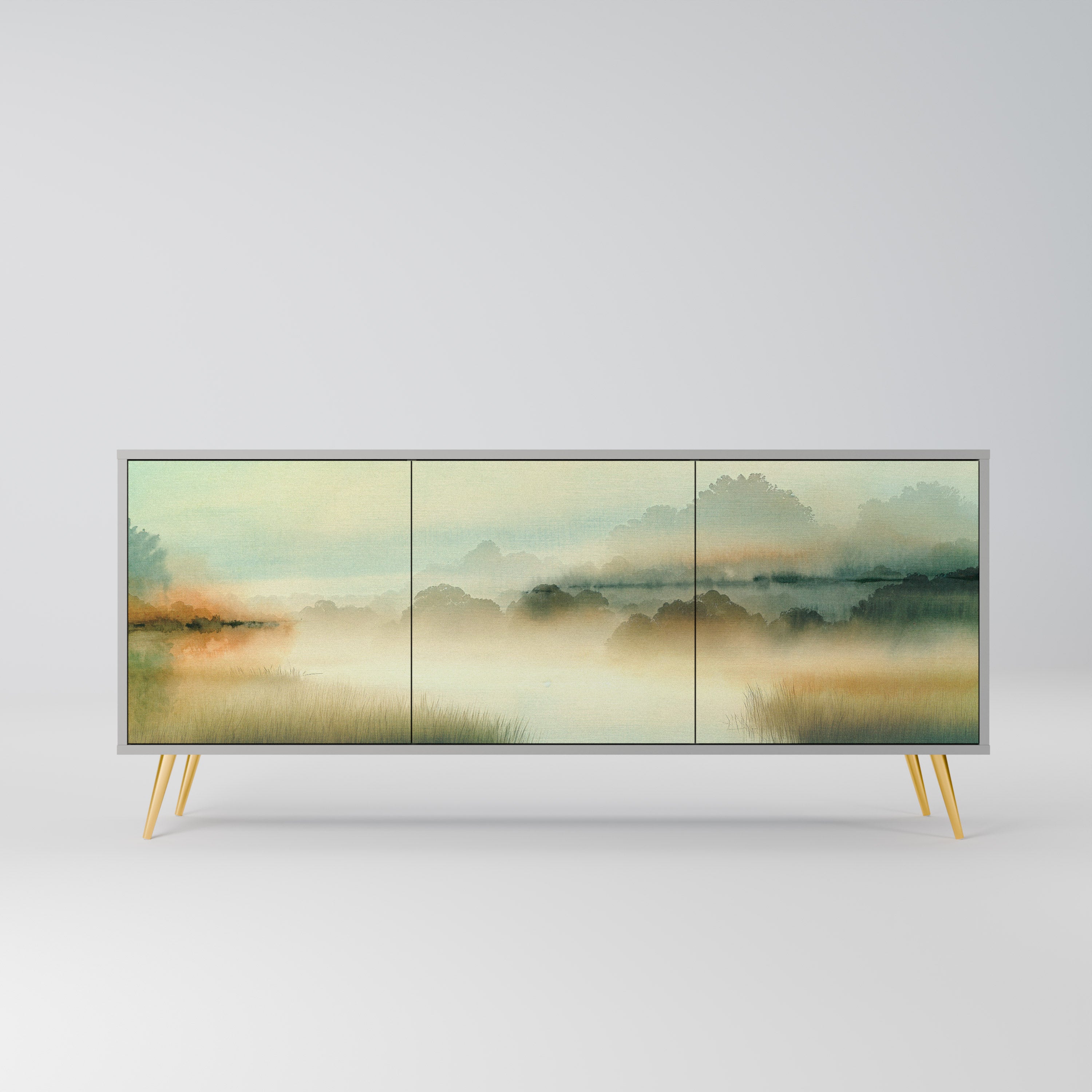 MORNING BY THE LAKE 3-Door Sideboard in Grey Finish