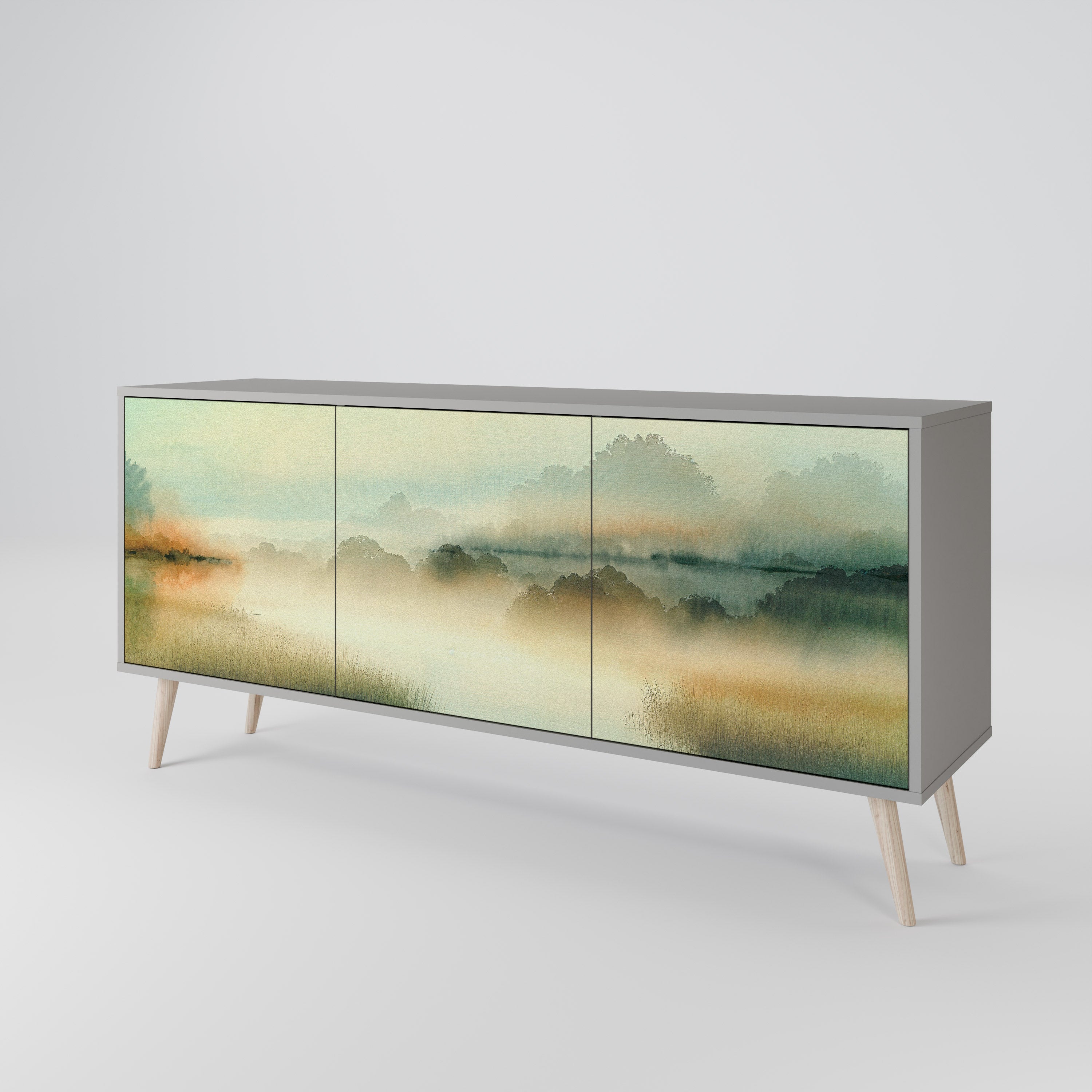 MORNING BY THE LAKE 3-Door Sideboard in Grey Finish
