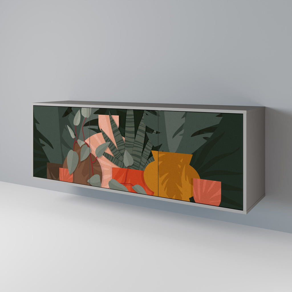 TROPICAL COMPOSITION 3-Door Sideboard in Grey Finish