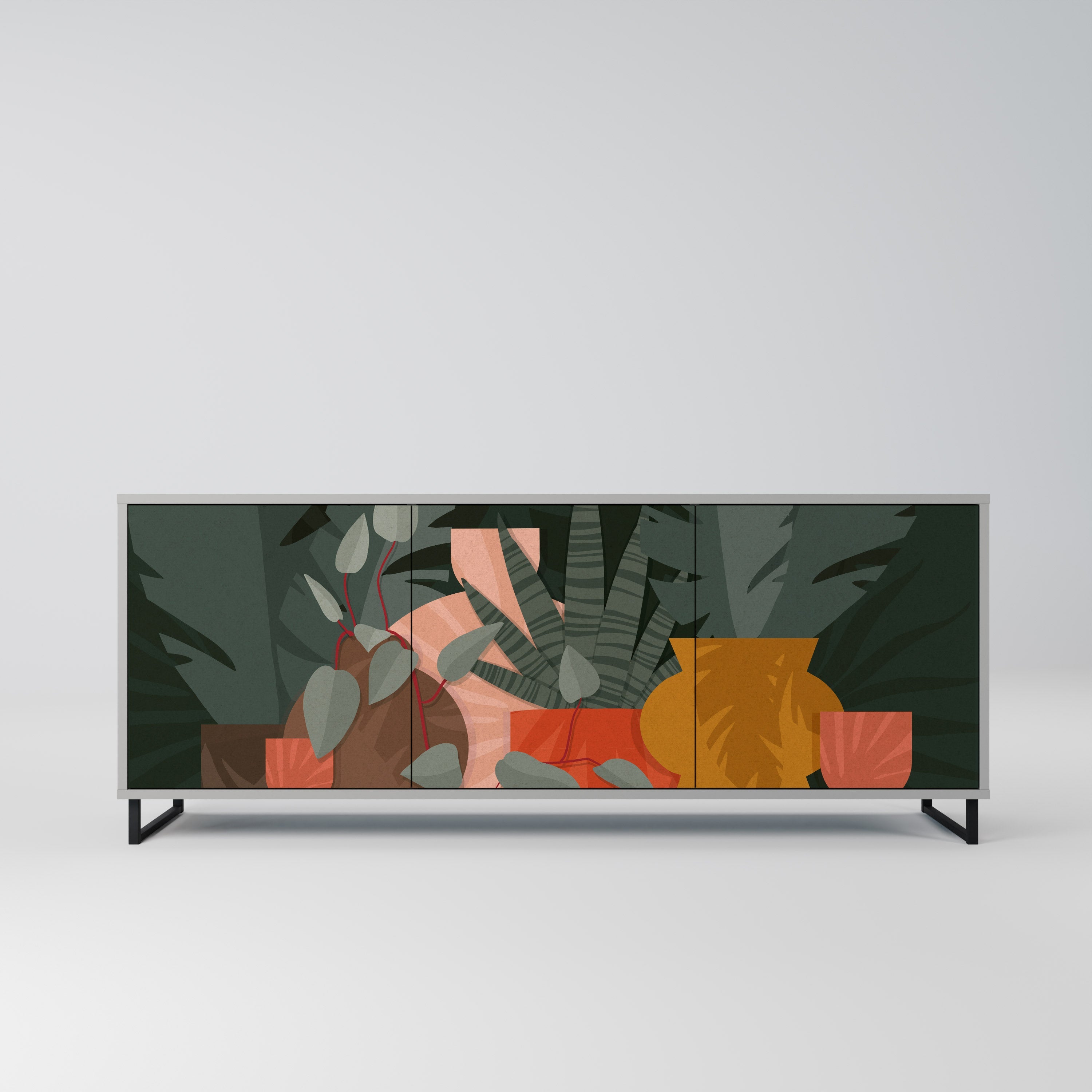 TROPICAL COMPOSITION 3-Door Sideboard in Grey Finish