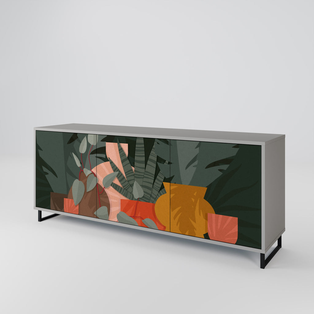 TROPICAL COMPOSITION 3-Door Sideboard in Grey Finish