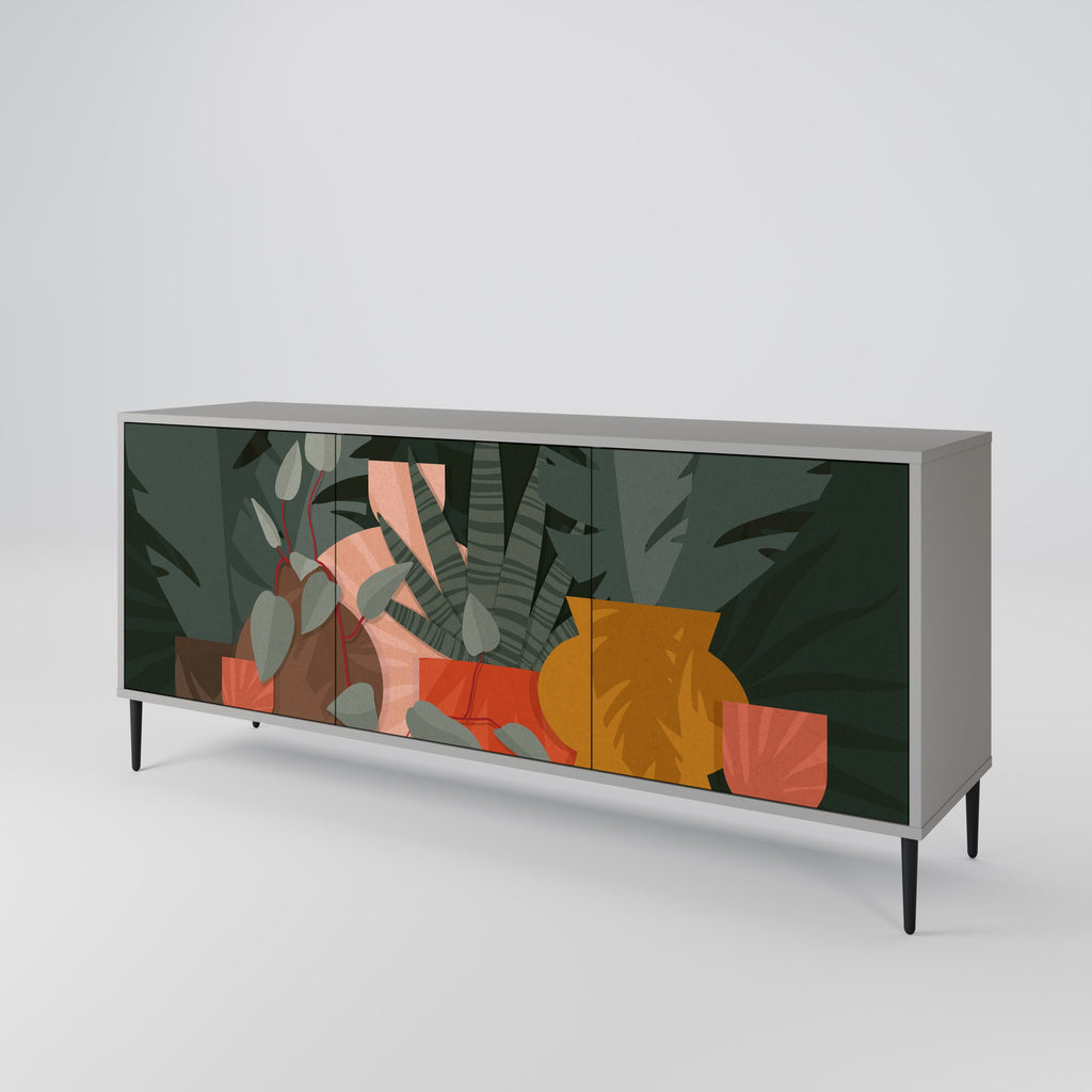 TROPICAL COMPOSITION 3-Door Sideboard in Grey Finish